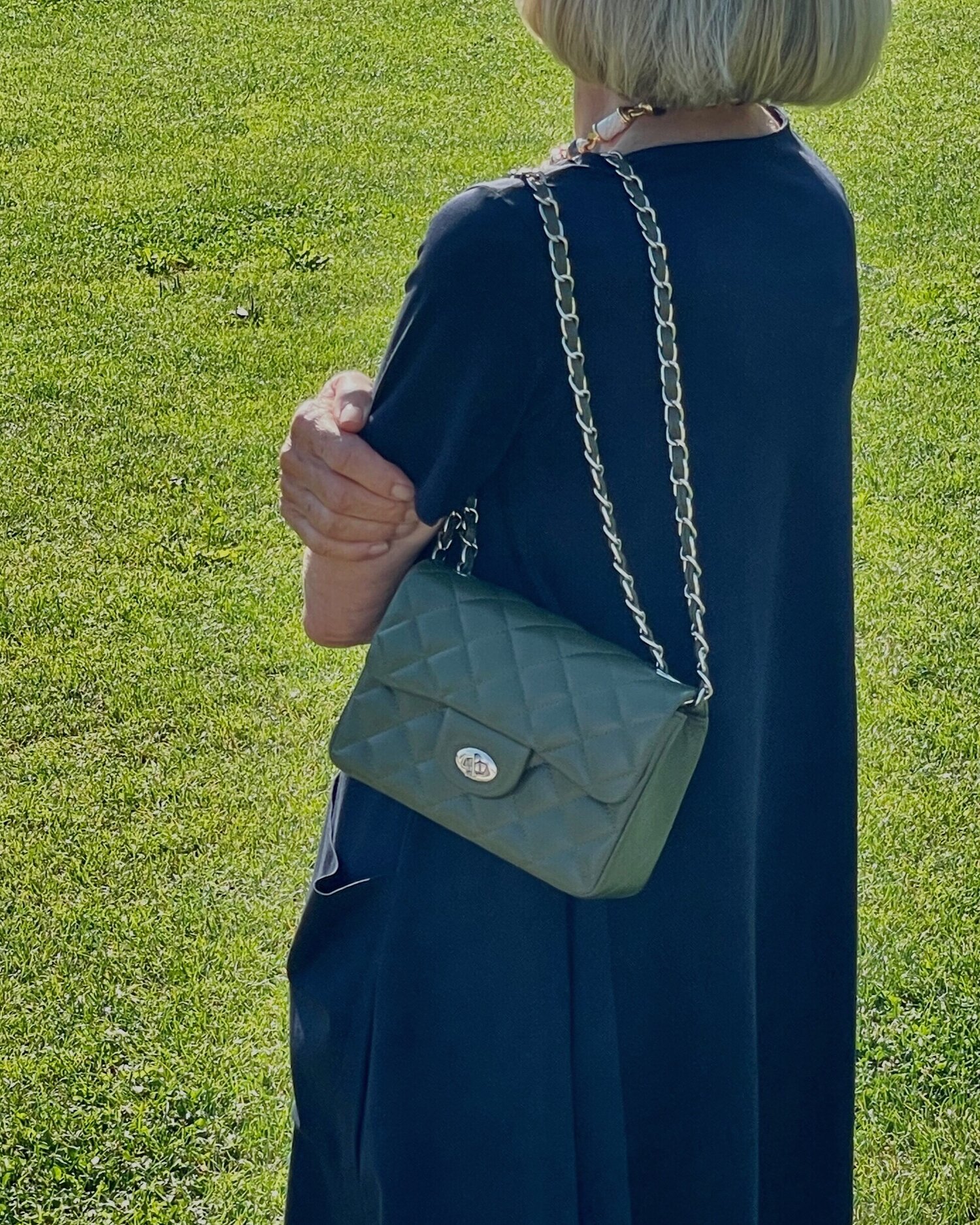 the St. Moritz: quilted diamond (olive green) — matched bags