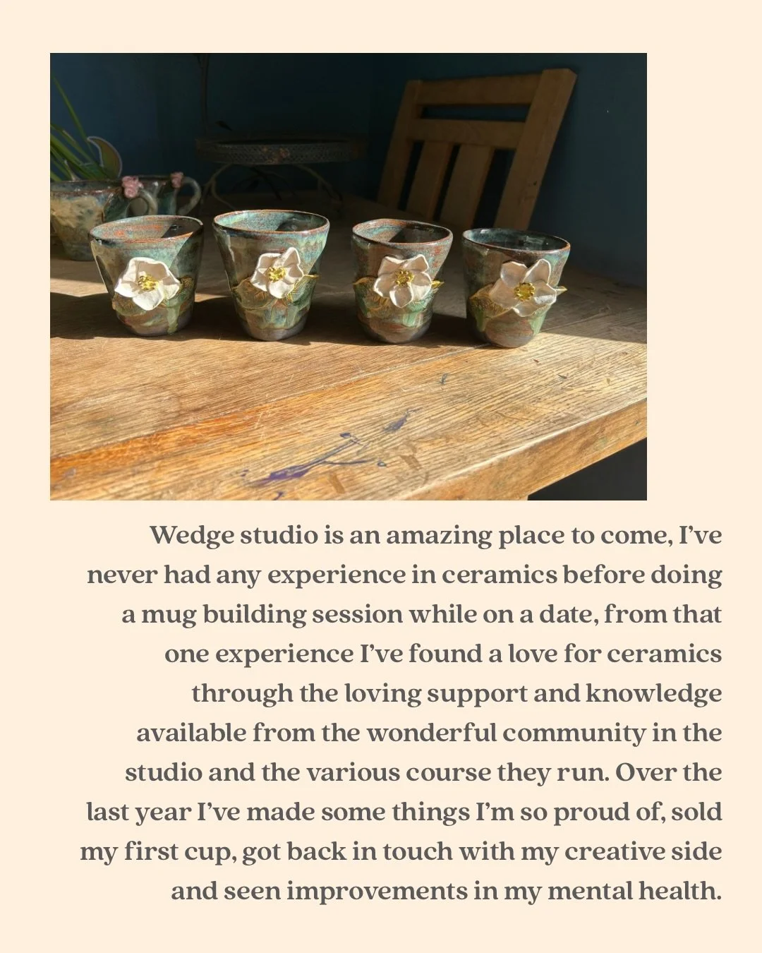 For international ceramics day we asked@some@of our members to send us some images of there favourite pieces and a little quote about their@time at wedge. 

We&rsquo;ve been blown away by their kind words and so proud of the community that we&rsquo;v