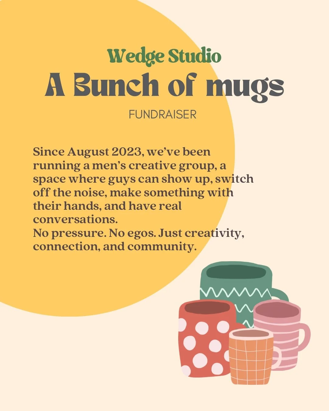At Wedge Studio, we&rsquo;ve been running a free men&rsquo;s creative group in Newquay &mdash; a simple idea: give men a space to make with their hands and talk openly.
Since launching, we&rsquo;ve welcomed over 100 men through the studio doors.
No p