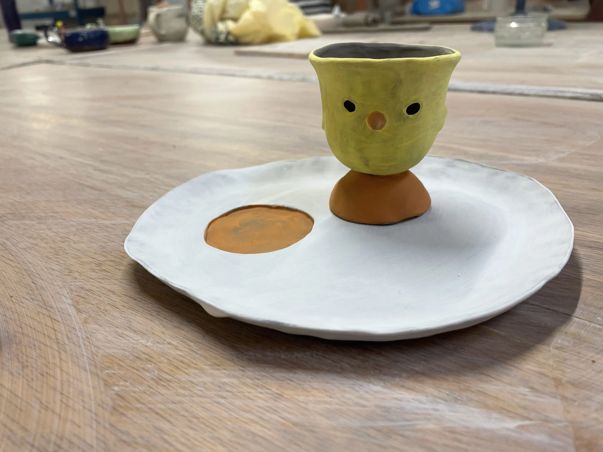 Egg cup and plate