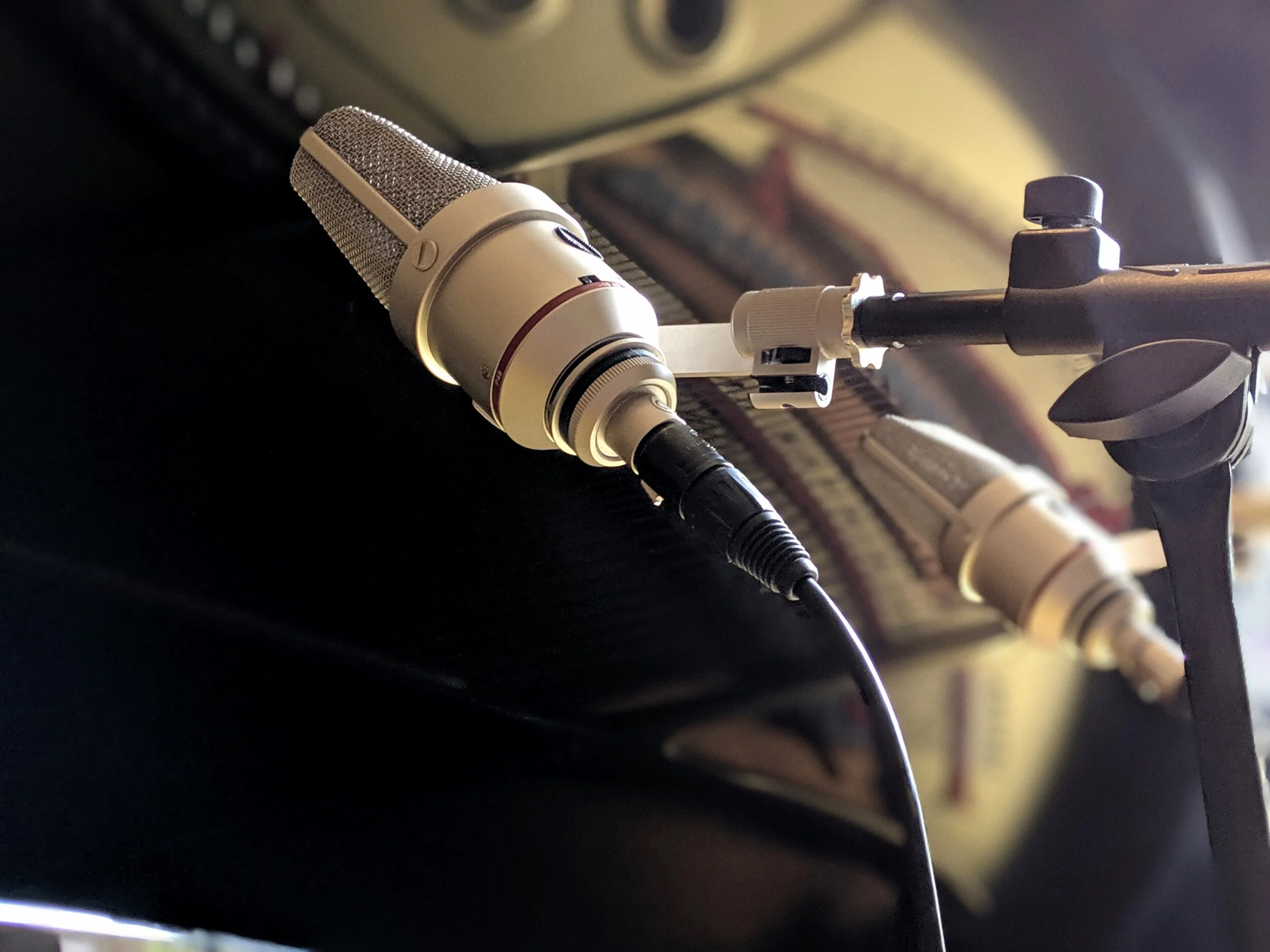 Neumann TLM170 microphones in action recording a piano