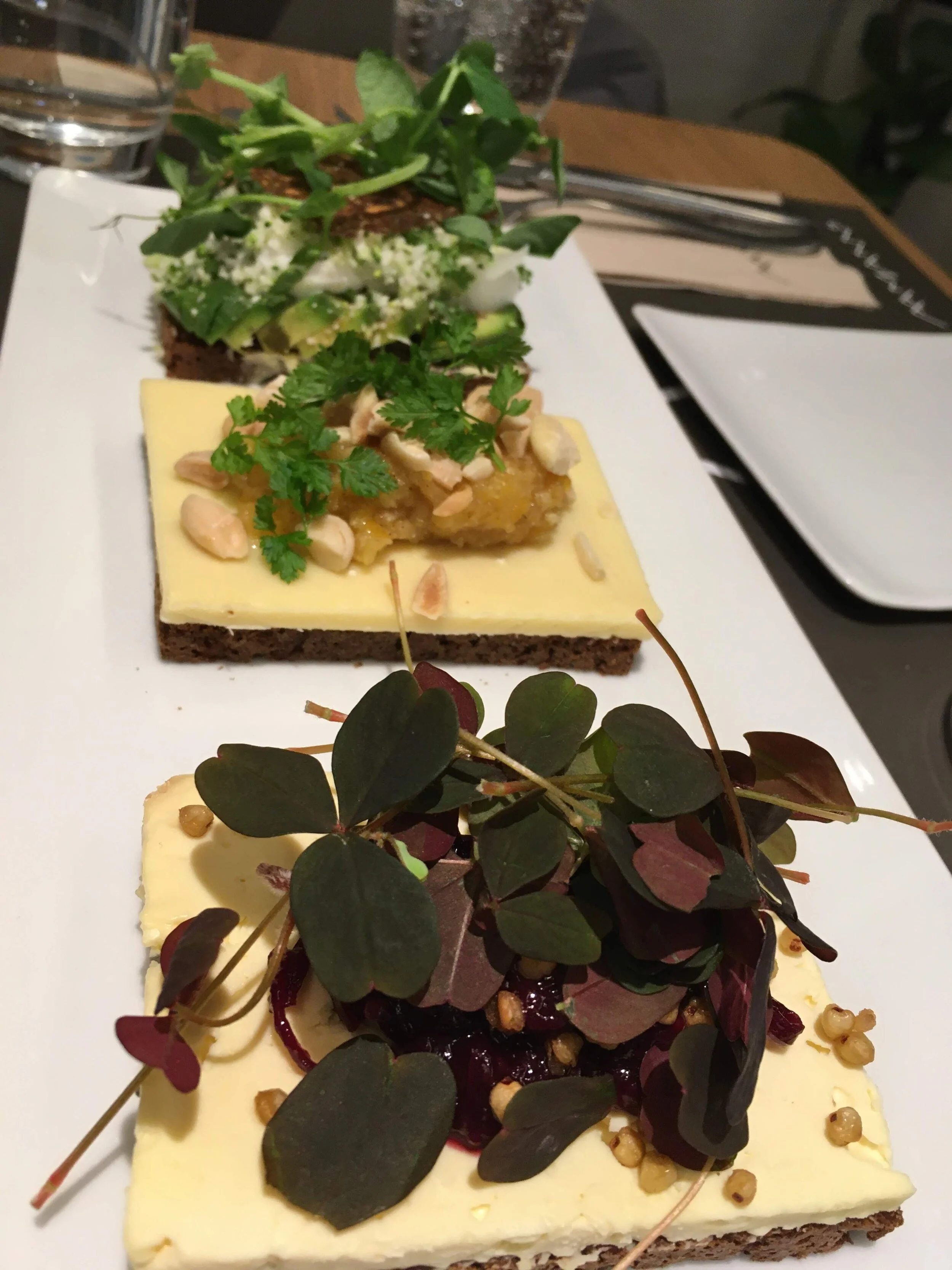  Classic Smørrebrød from  Aaamanns . (I like to pronounce it Smøøøøvrrebrøøøøøød). We drank a lot of schnapps here.  