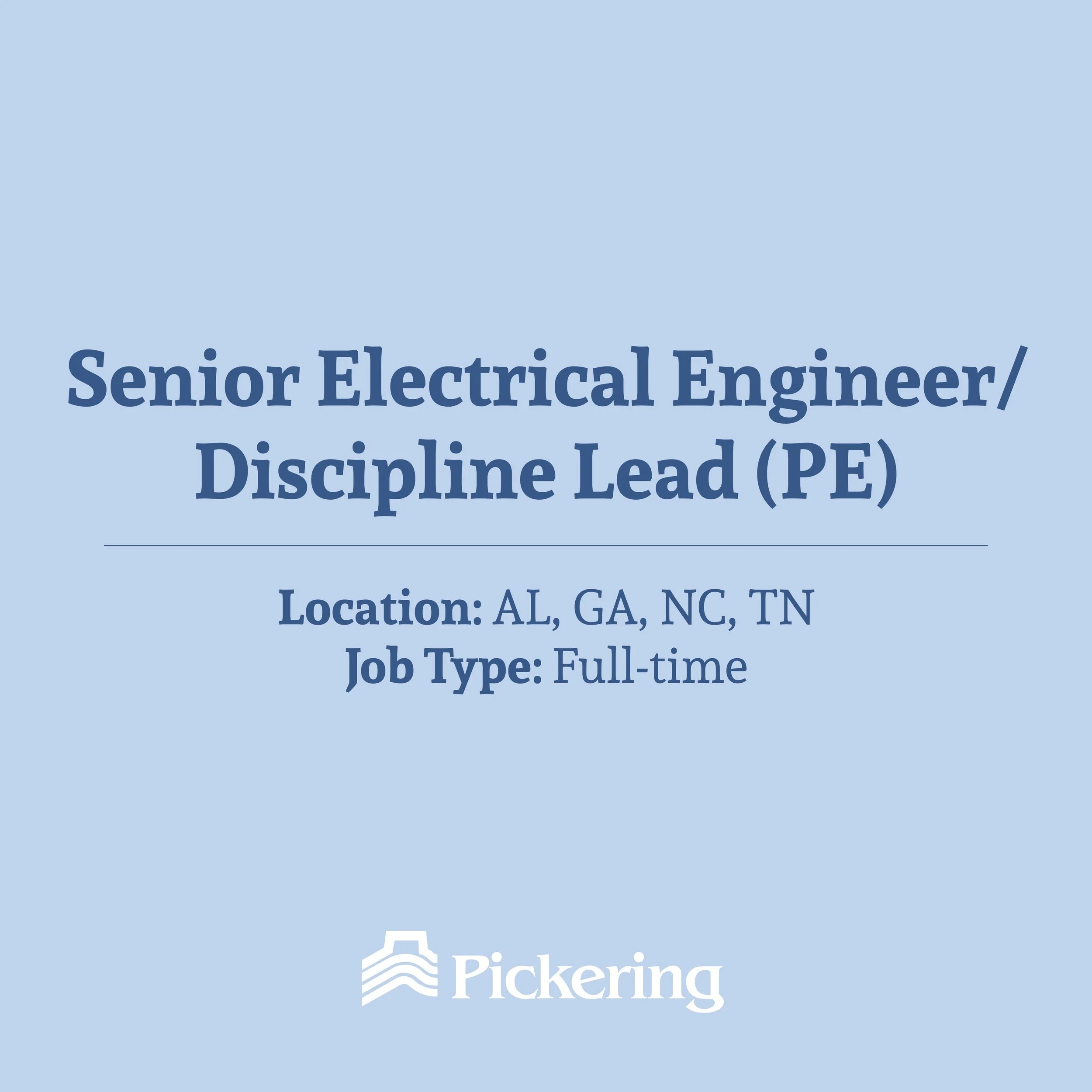 Senior Electrical Engineer/Discipline Lead (PE)