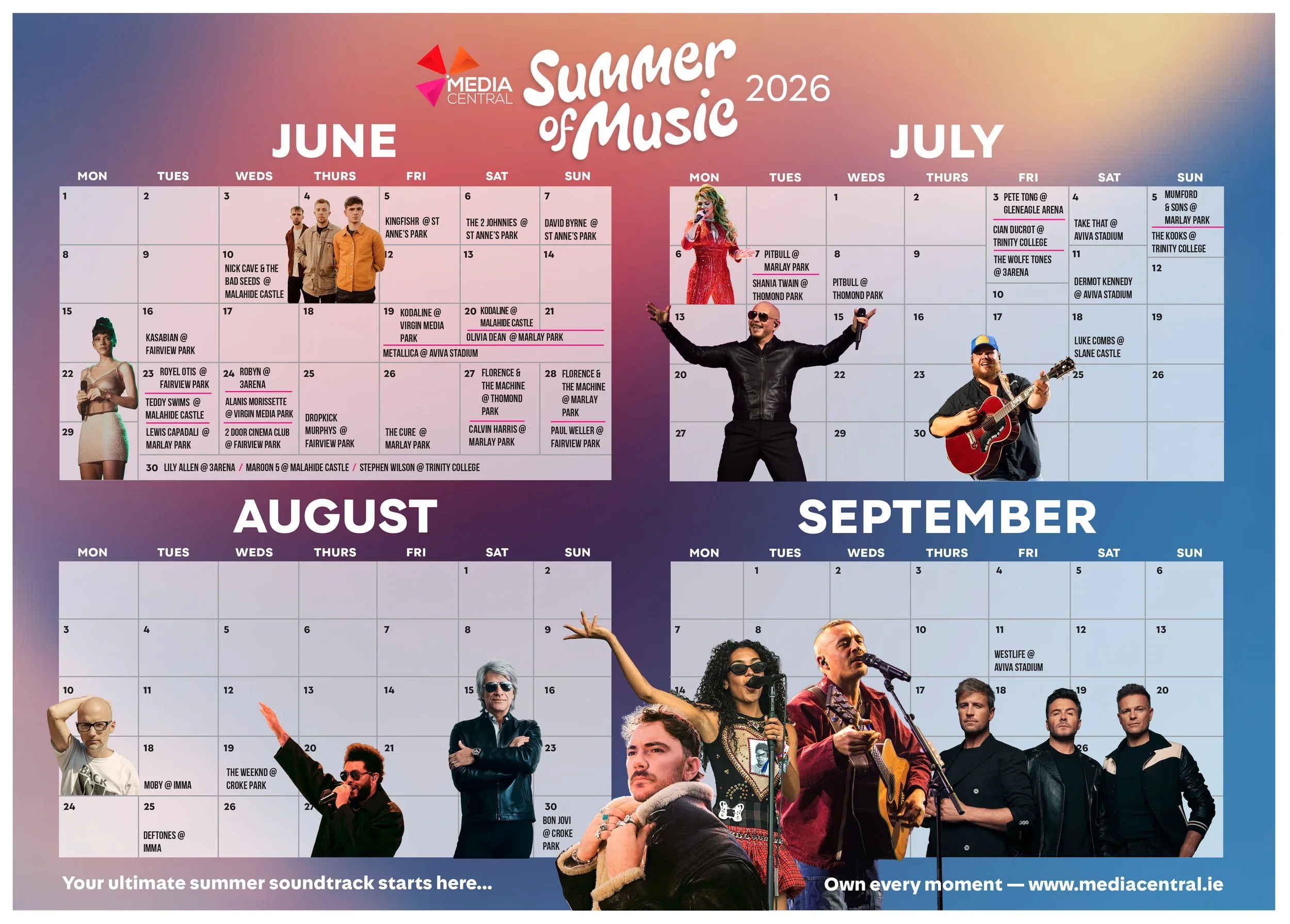 Media Central Gig Calendar 2026