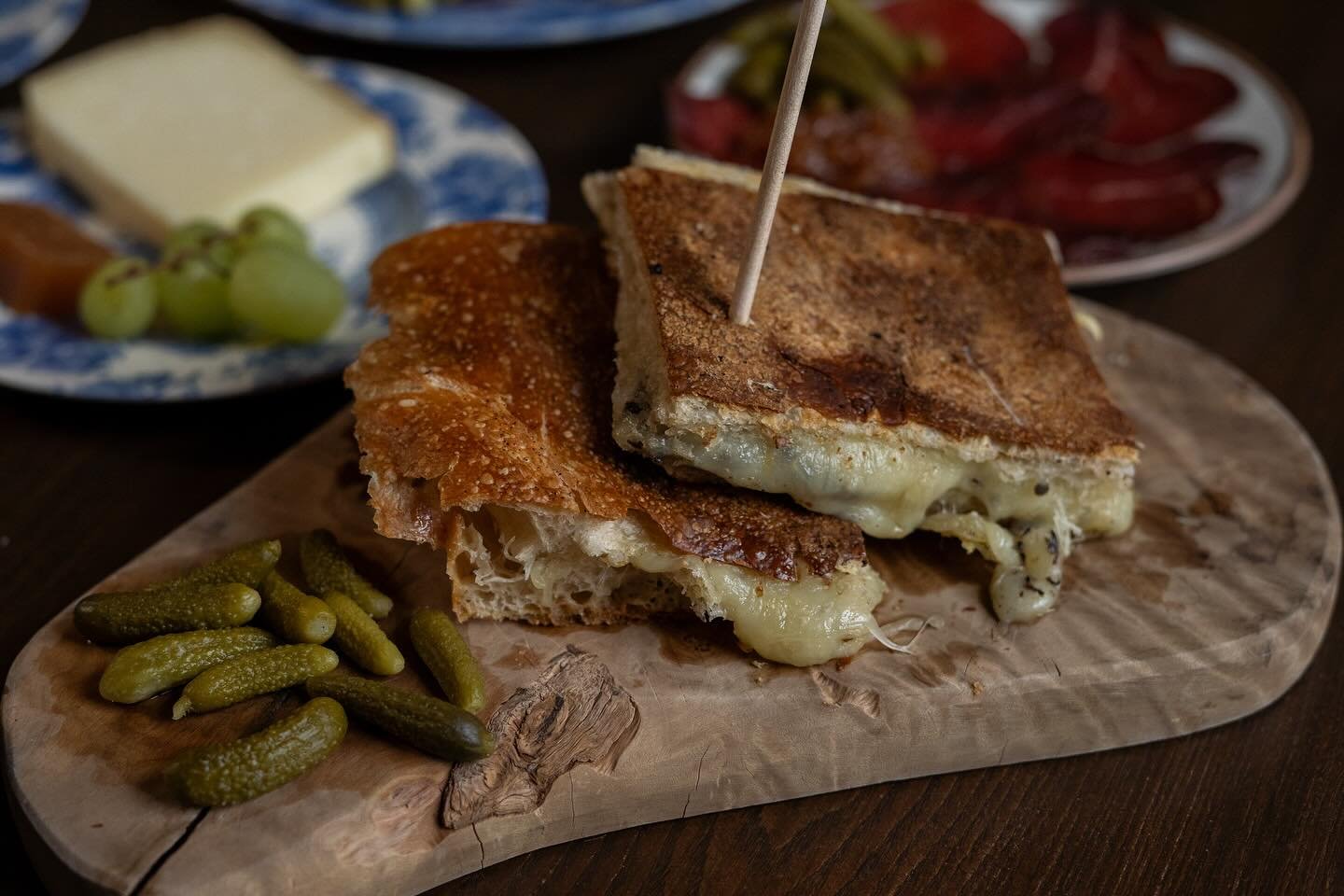 Toastie season is upon us&hellip; this one is Mushroom, Truffle and Gouda with @st.john.restaurant Focaccia. Highly recommended to soak up grape juice 🍇.