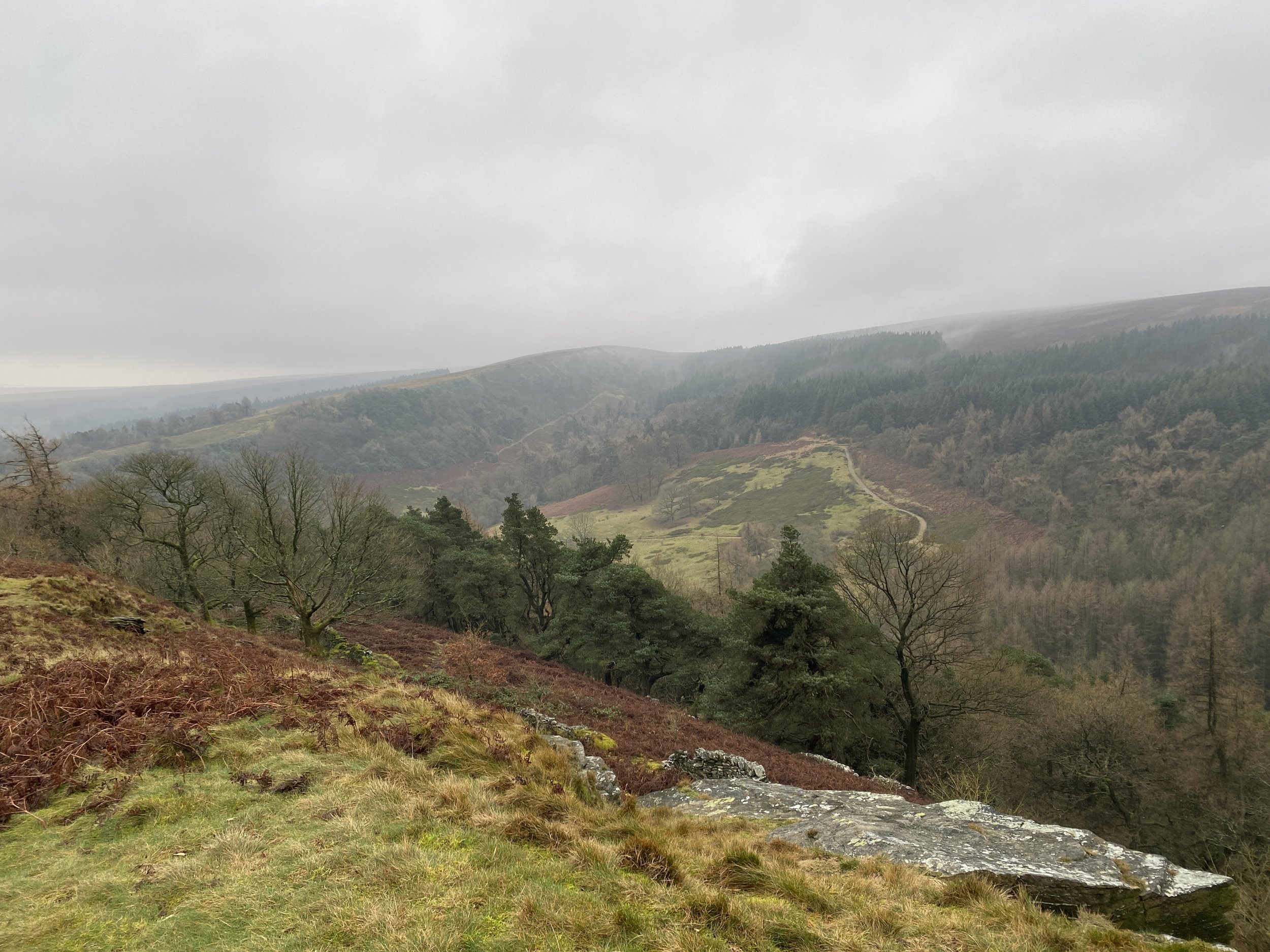 View across remote moorland from Foxlow Edge