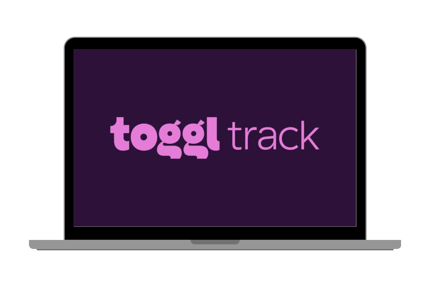 Toggl logo on a computer screen against a white background