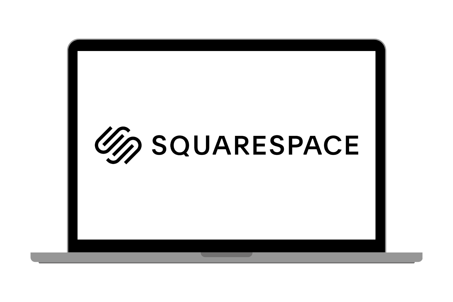 Squarespace logo on a computer screen against a white background