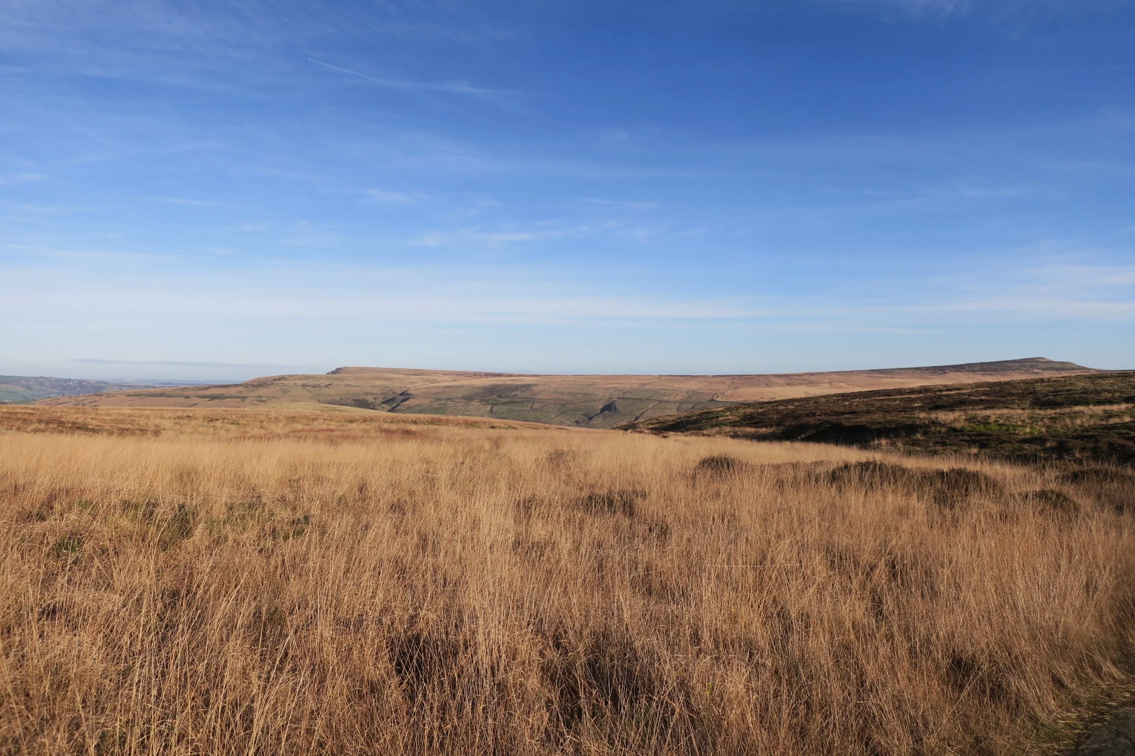 View across moorland to West Nab summit