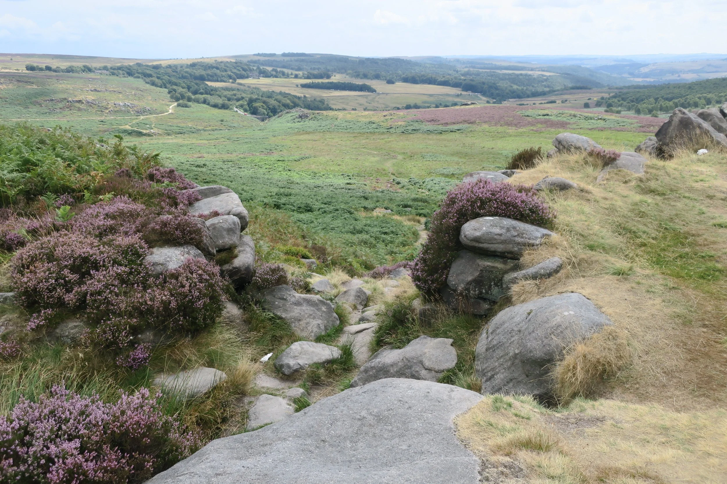 View of rocks and moorland from Burbage in the Peak District National Park
