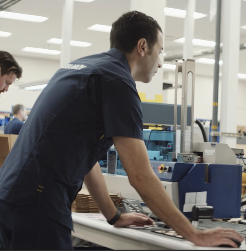 ASSA ABLOY staff working and being focused on what he is doing