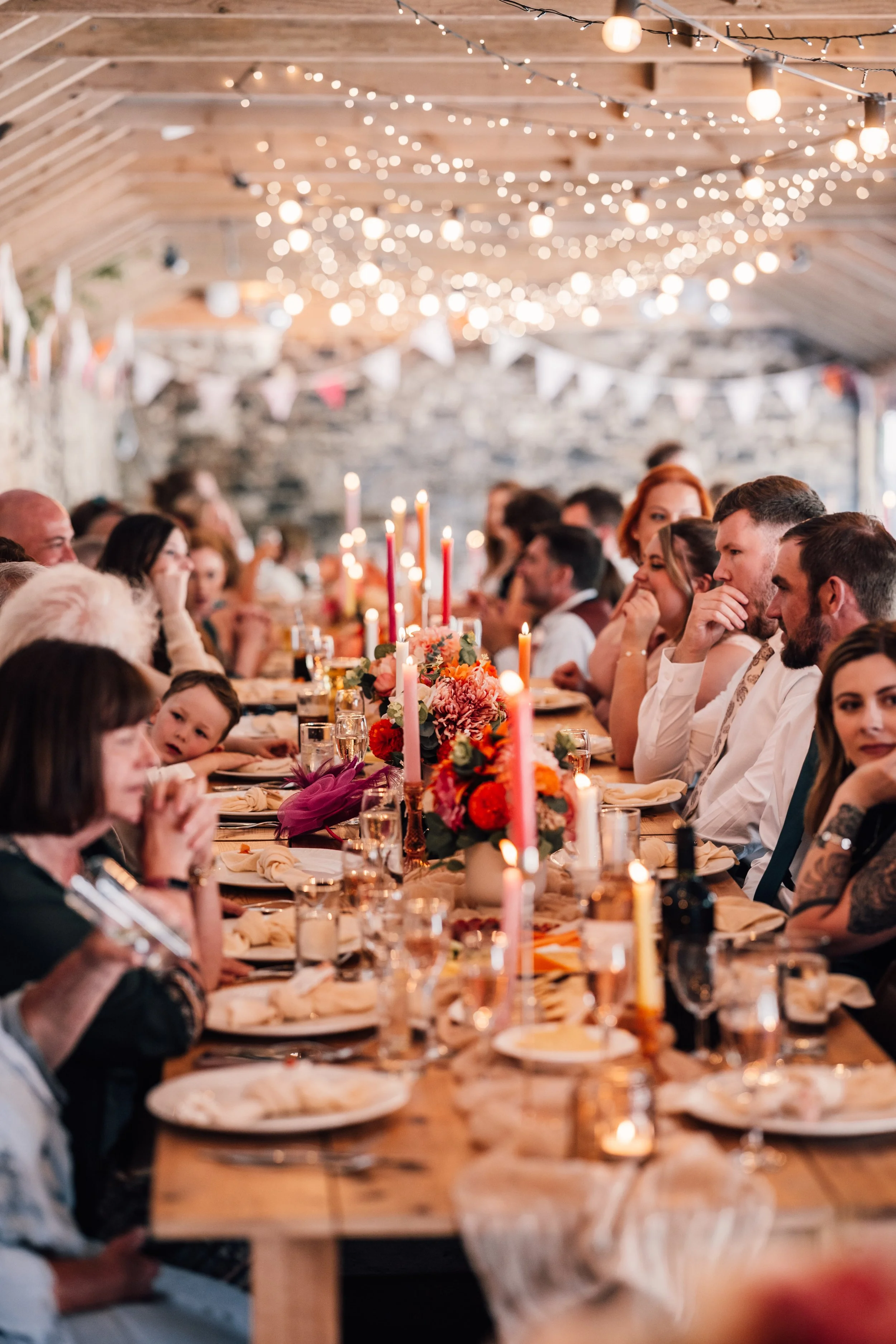 romantic wedding breakfast setting for summer wedding