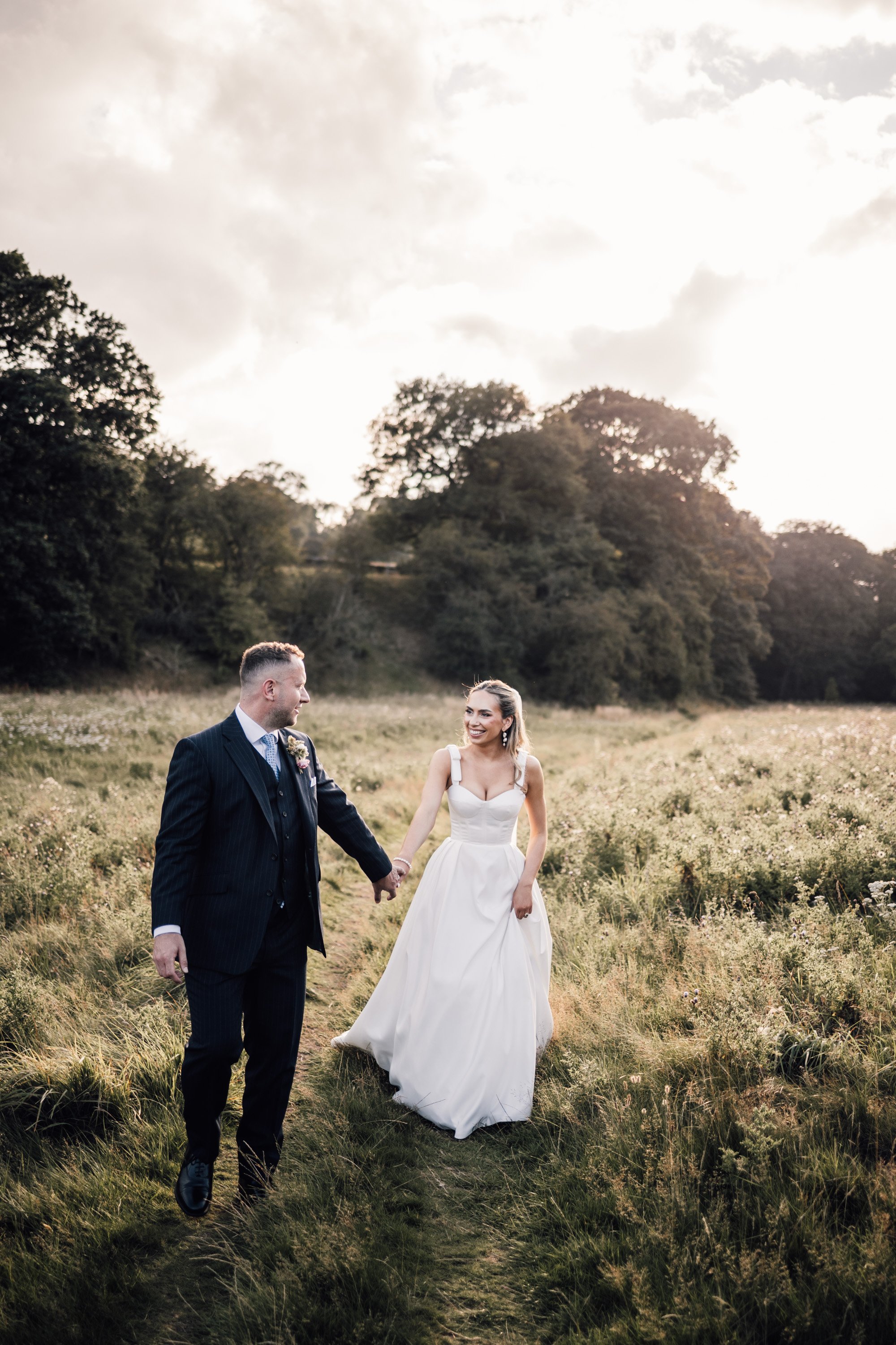 Bride and groom portrait during a summer wedding in the Peak District