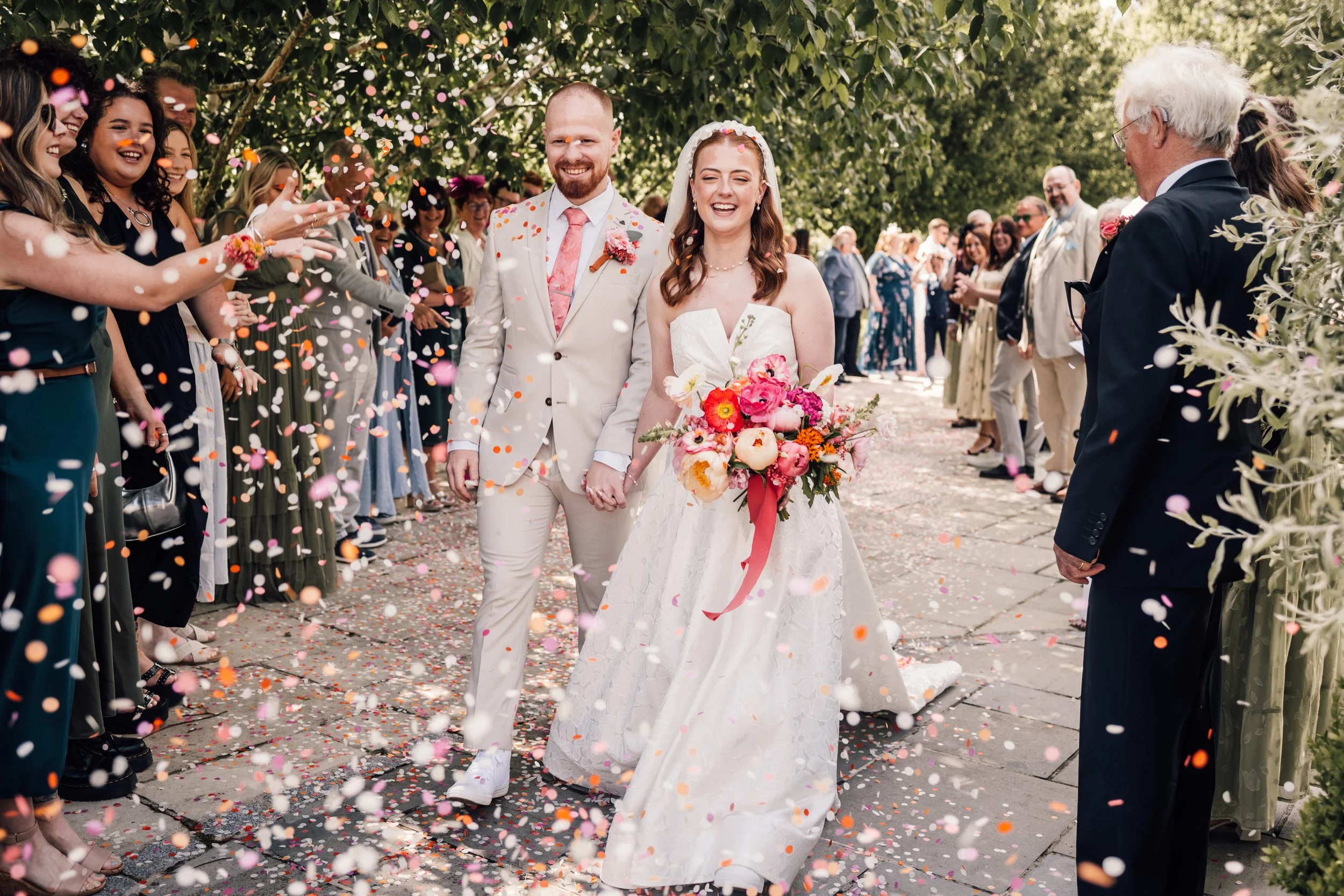 colourful paper confetti at Cornwall wedding venue