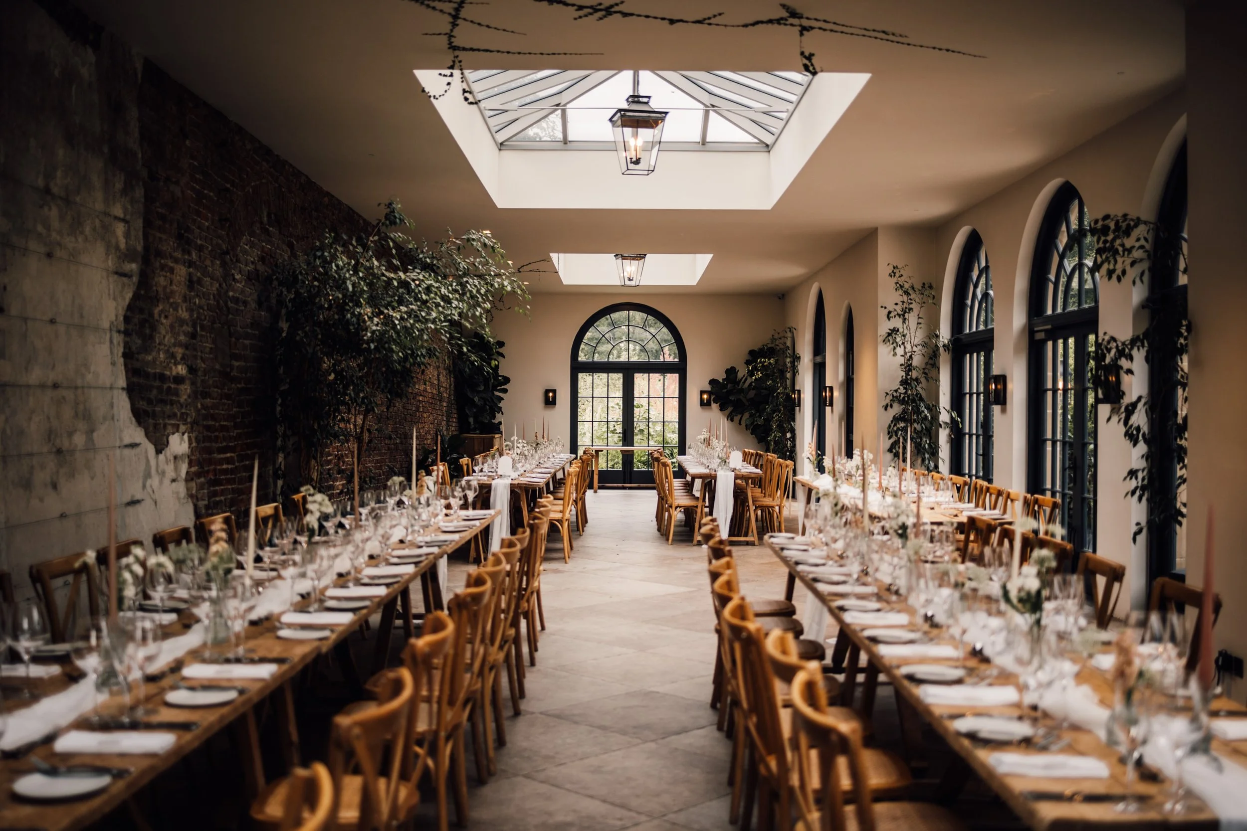 the fig house wedding breakfast set up at Middleton lodge in north yorkshire
