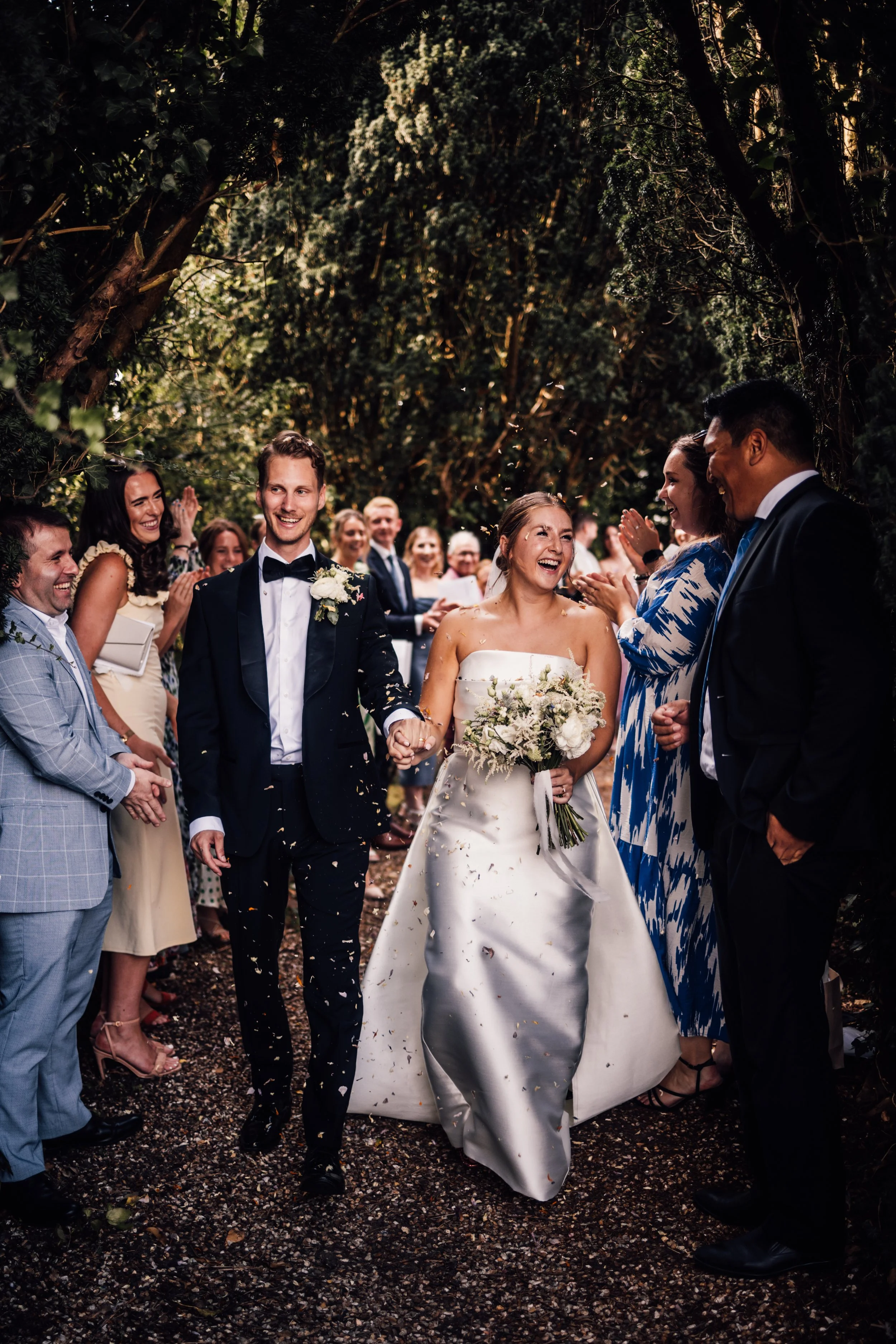 Dried petal confetti wedding photo at Lincolnshire wedding