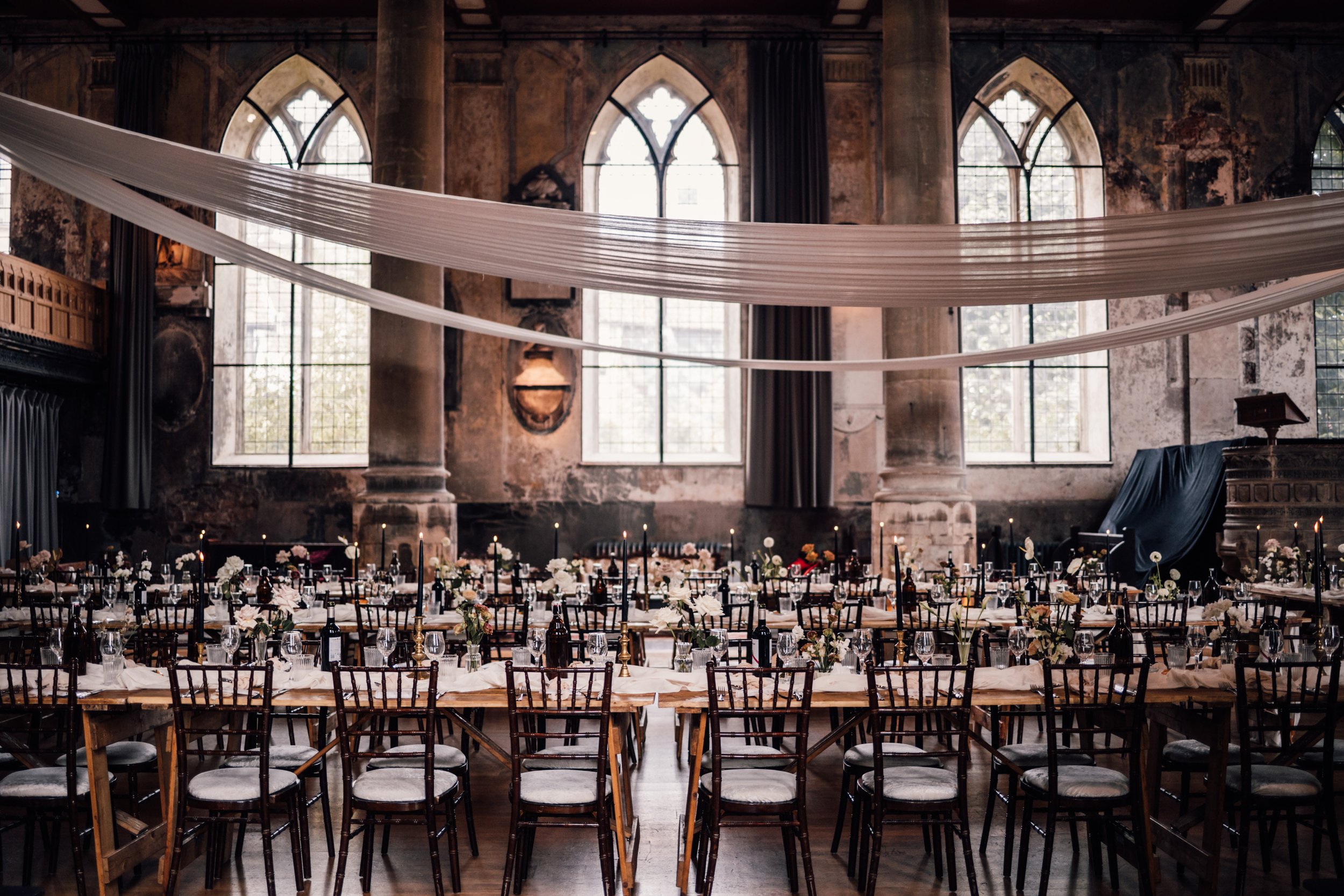 Long table styling at The Mount Without wedding in Bristol