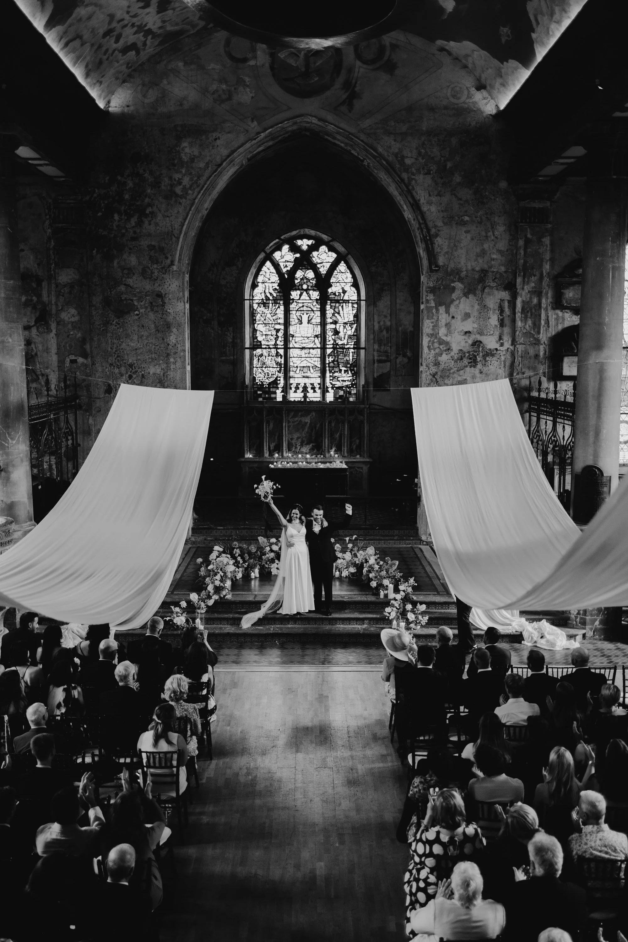Natural black and white wedding photography at historic Bristol venue