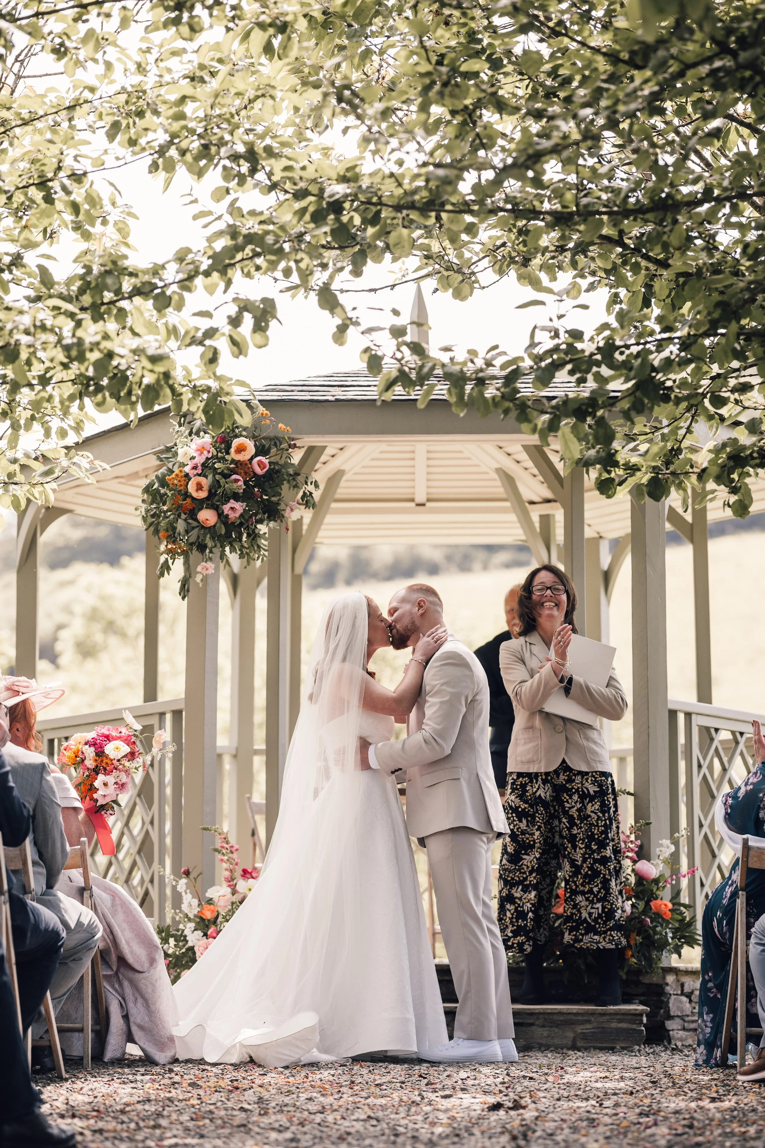 the summerhouse outdoor wedding ceremony at Pengenna Manor in Cornwall