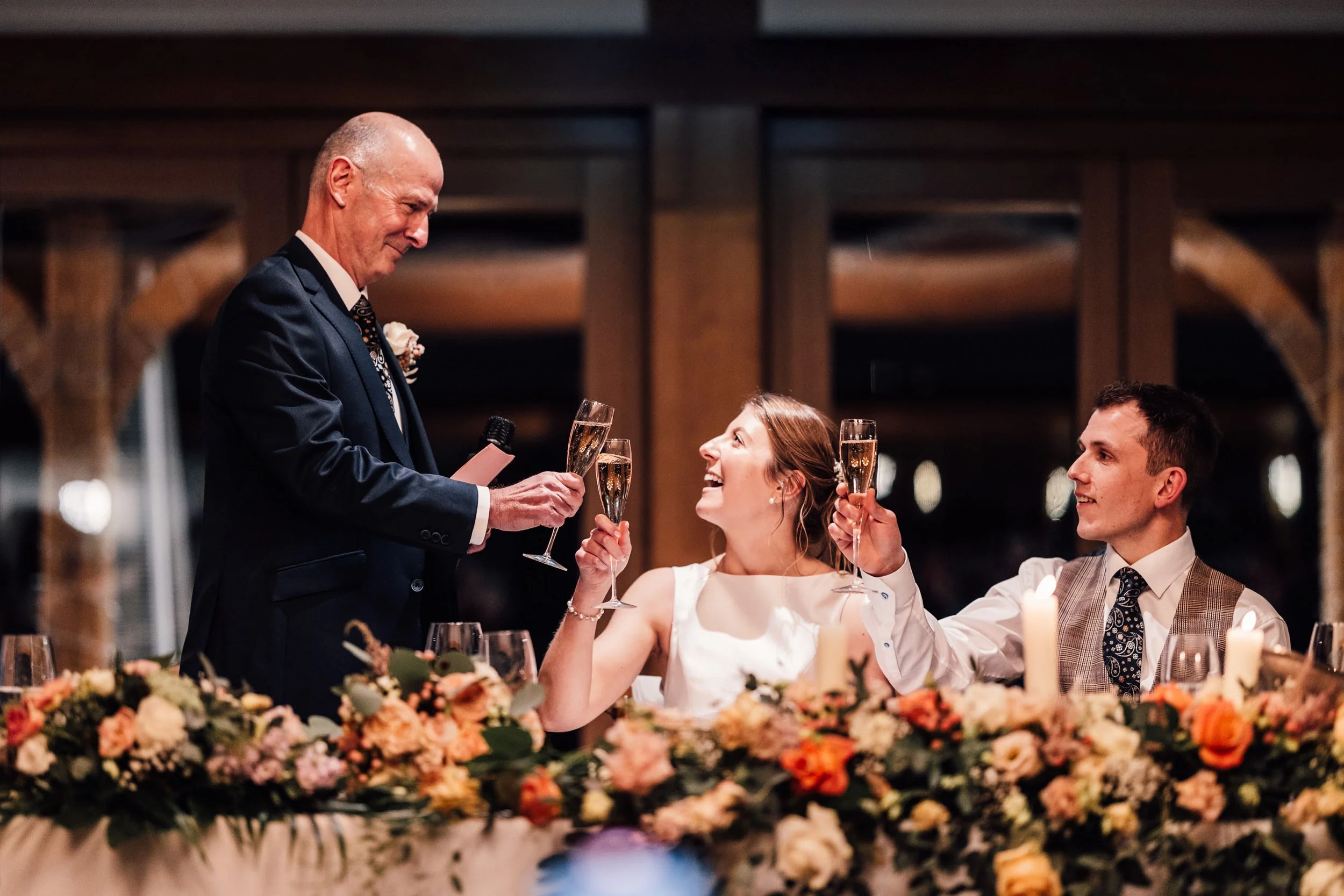 Candid photography during wedding speeches at Peak Edge Hotel in Derbyshire