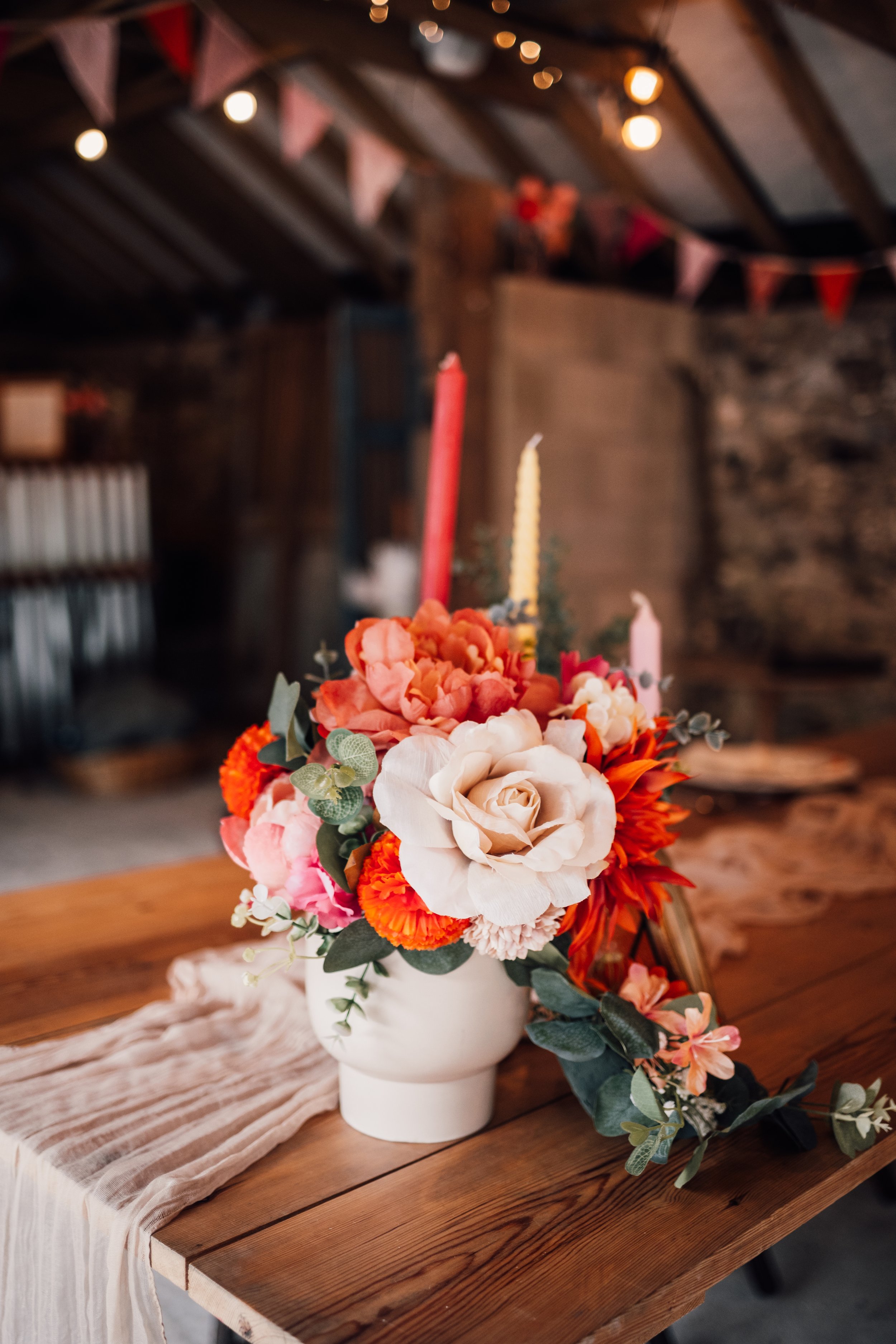 wedding decor for may wedding in barn venue
