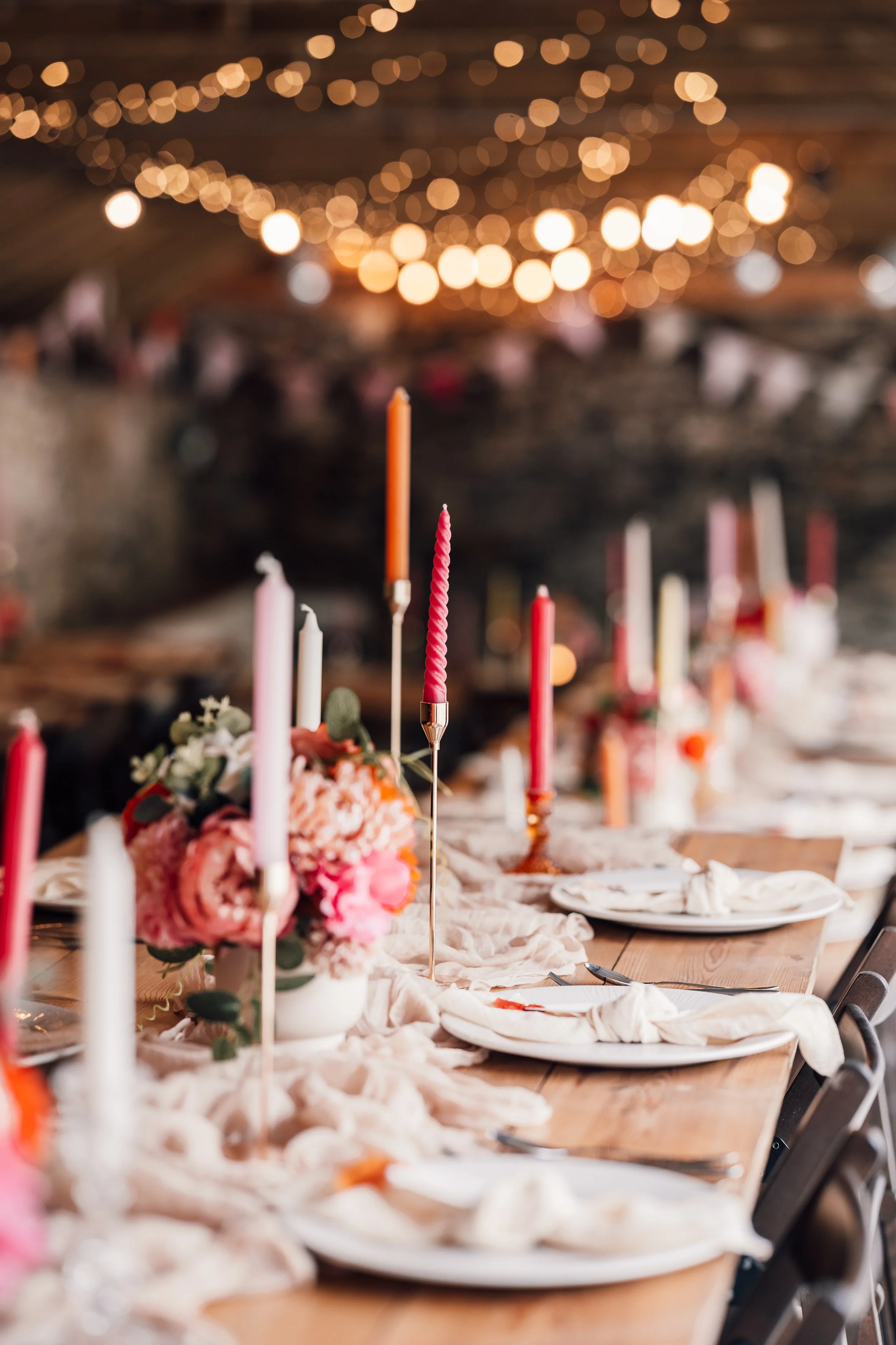 orange and pink colour scheme at Pengenna Manor