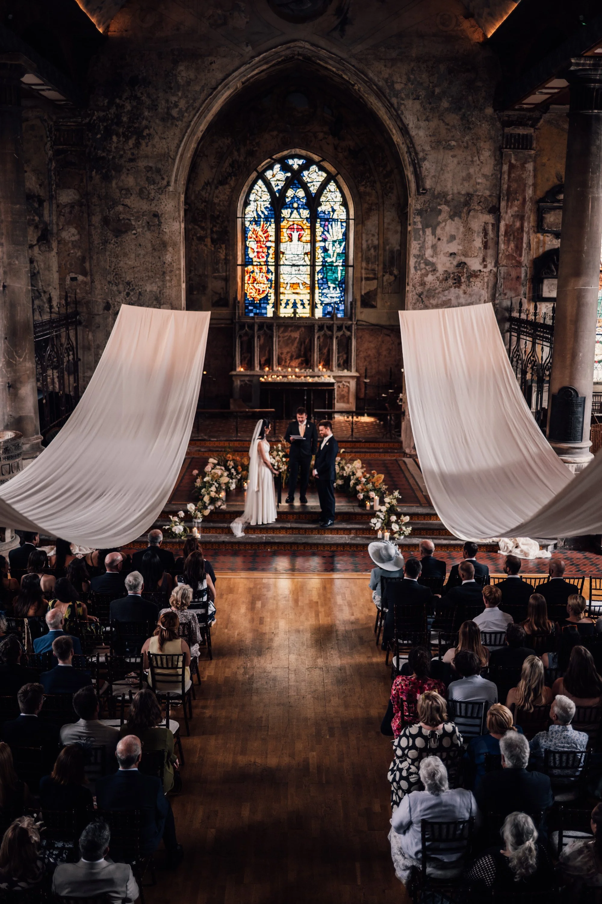 Alternative Bristol wedding venue decorated with modern floral styling