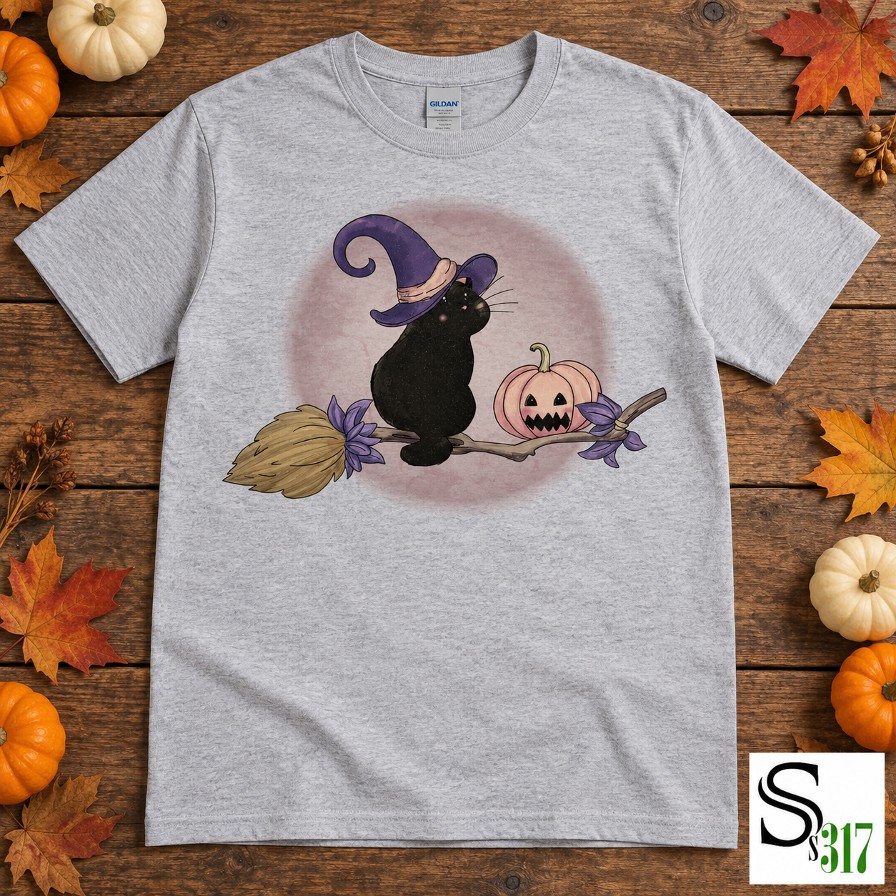 Cat on broom- kids size