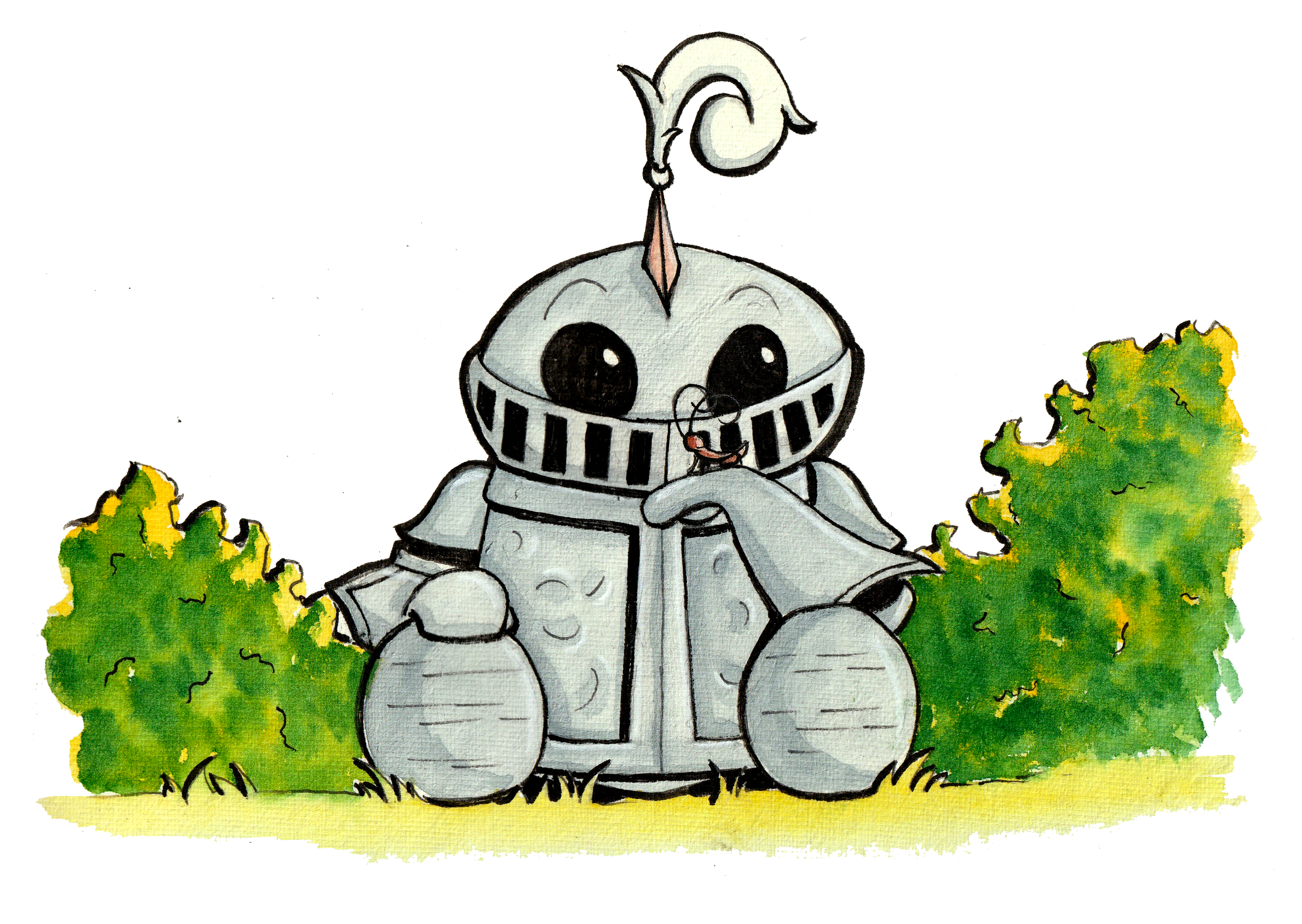 Lil' Knight - Ink & Watercolor