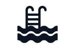 Icono de una pila de agua con ondas y escaleras