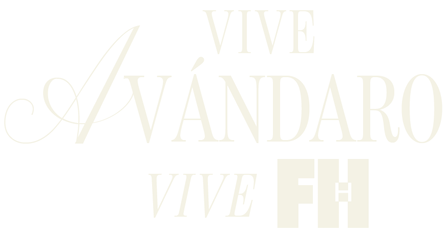 Texto que dice 'Vive Ándaro' y 'Vive FH' en diferentes estilos y tamaños, en color claro sobre fondo negro.