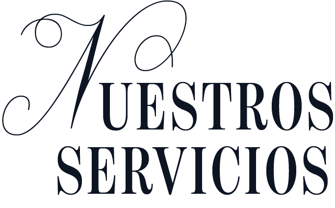 Texto que dice 'A Nuestros Servicios' en letra elegante y de color oscuro.