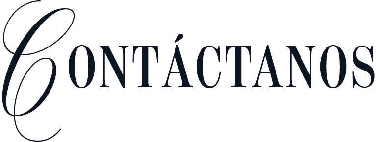 Logo con la palabra 'Contáctanos' en letras serif estilizadas.