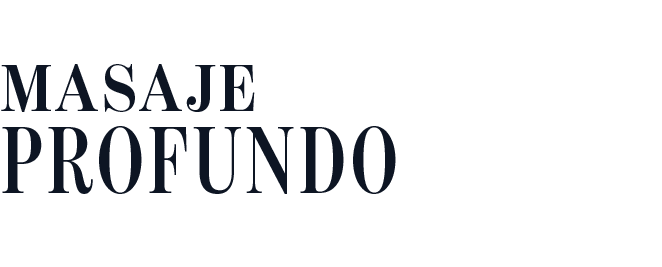 Texto en la imagen que dice "Masaje Profundo" en letras negras sobre fondo oscuro.