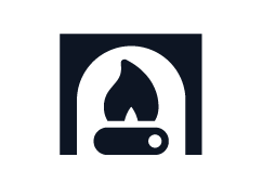 Icono de vela encendida dentro de una forma de arco