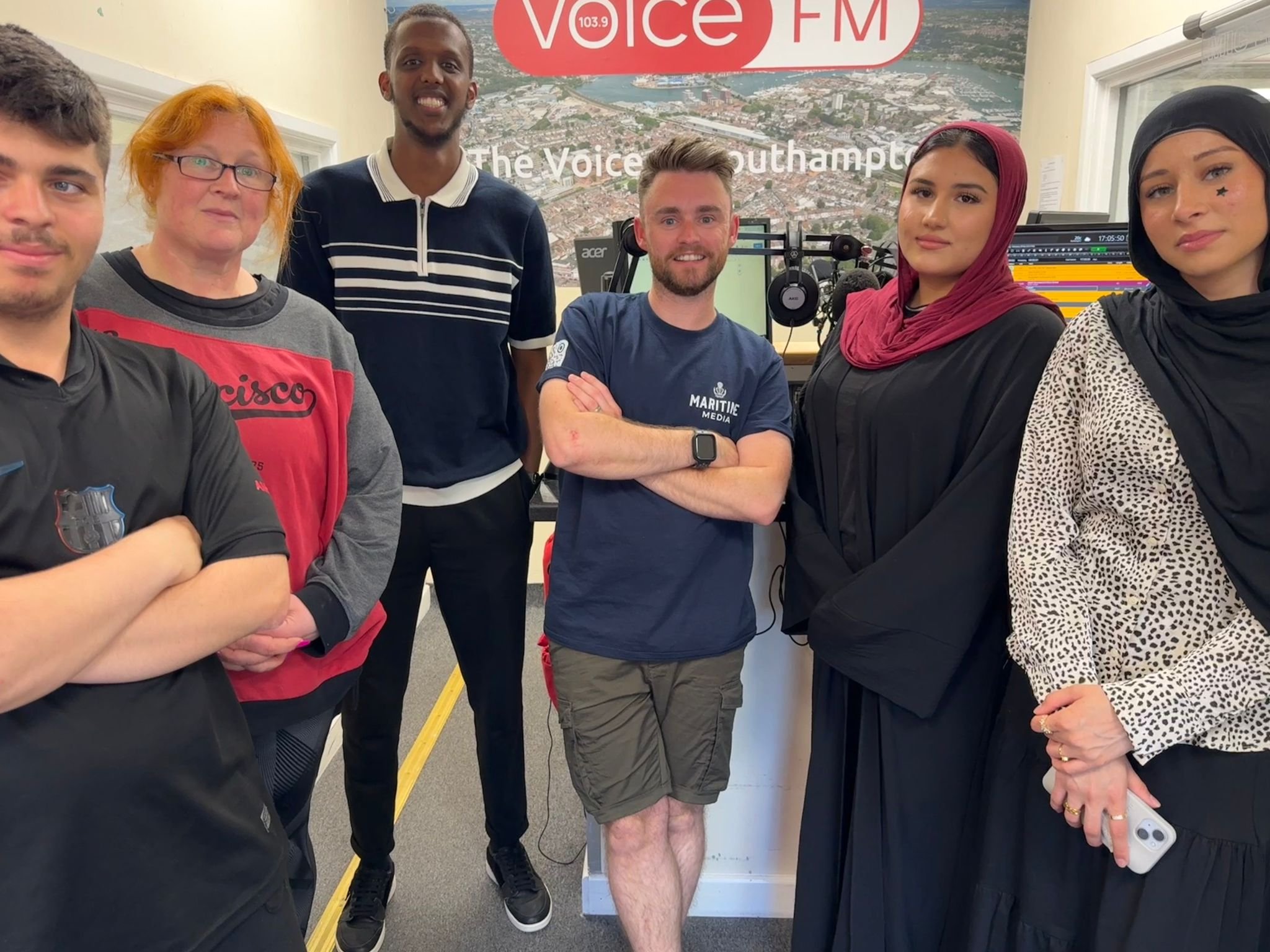 A group photo at The Voice Southampton Radio Station.