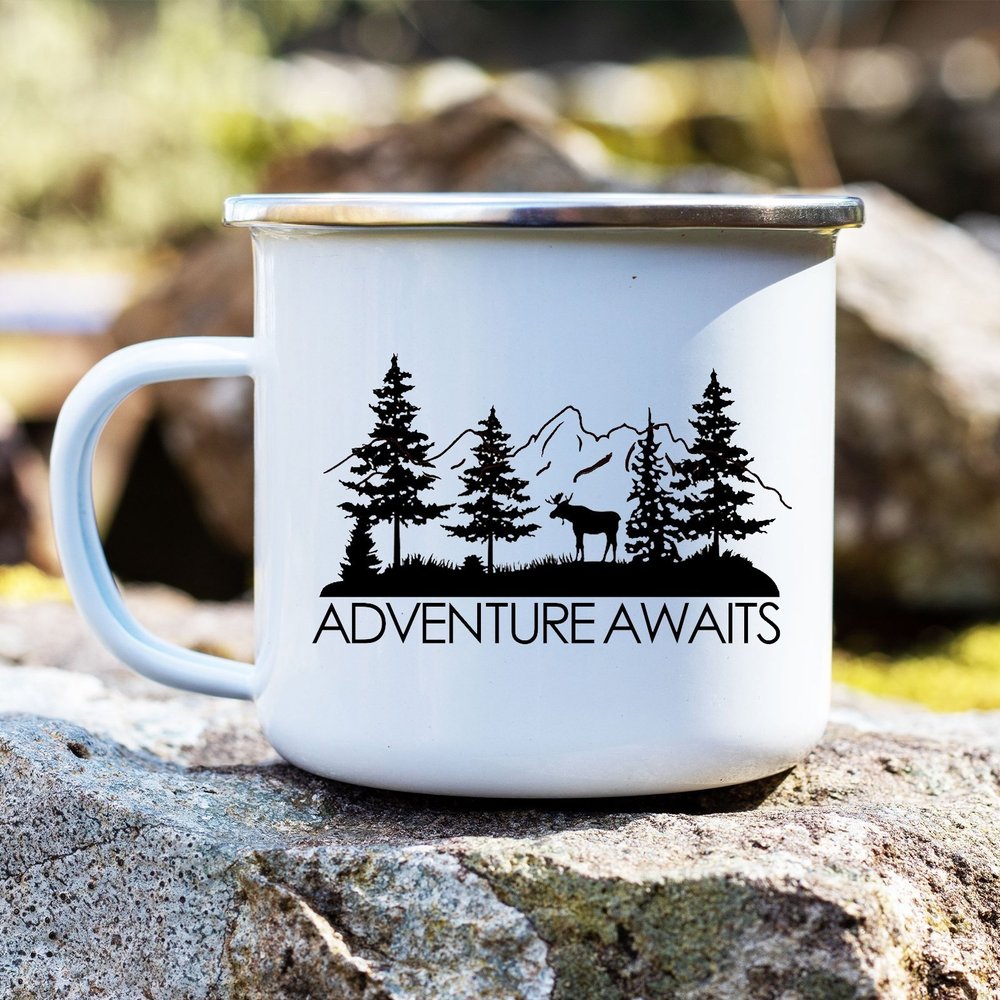 Tasse de camp en émail durable du parc national de Yellowstone, tasse de café et de thé pour camping en Californie - France