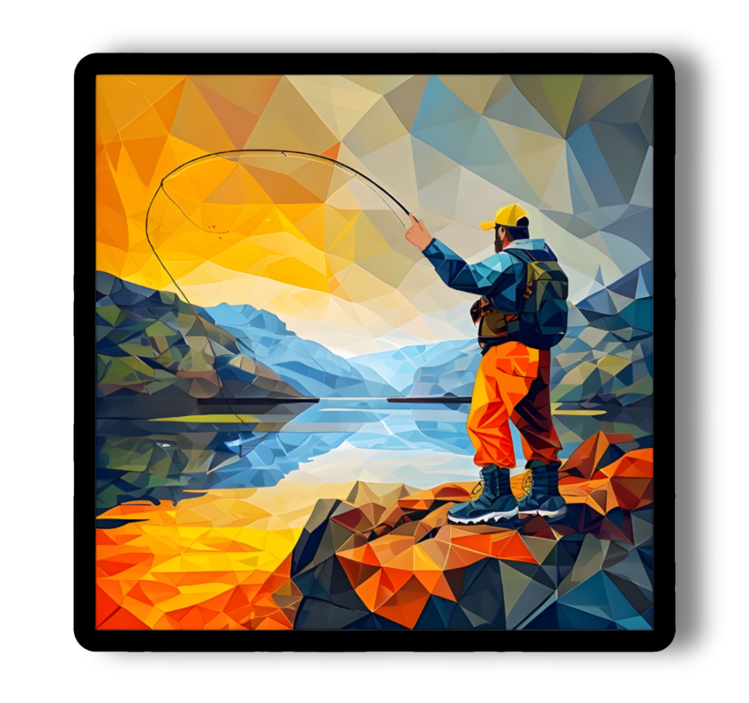 Fly Fishing Fisherman 3 inch square sticker