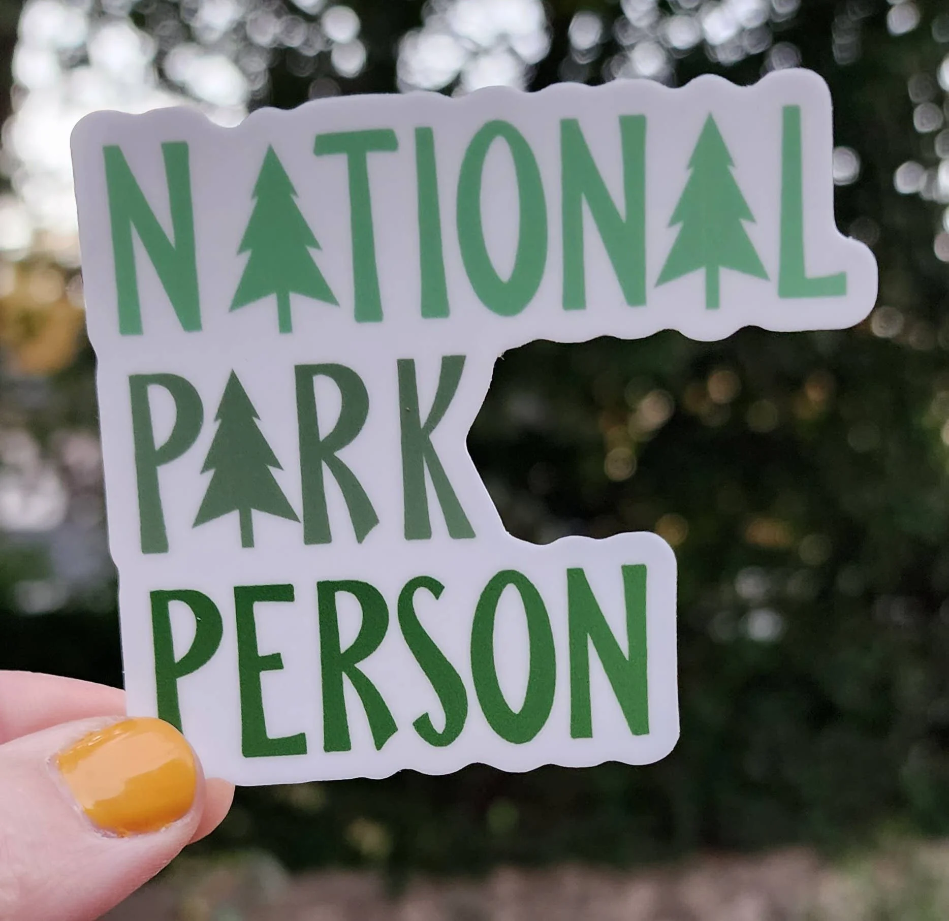 National Park Person 3" Vinyl Sticker held up