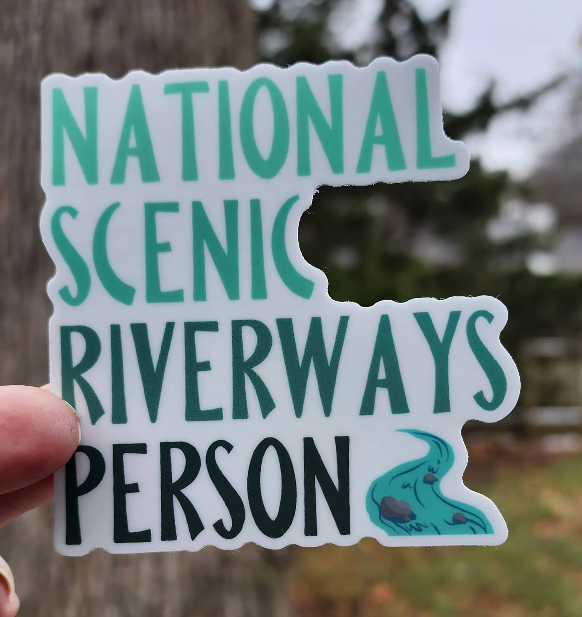 National Riverway Person Sticker being held up