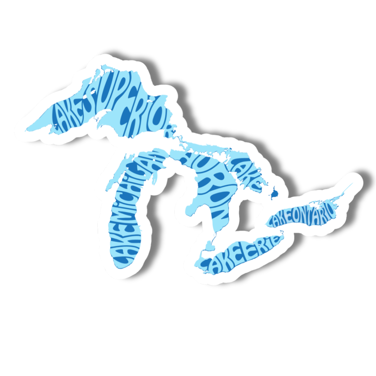 The Great Lakes With Names 3" Vinyl Sticker