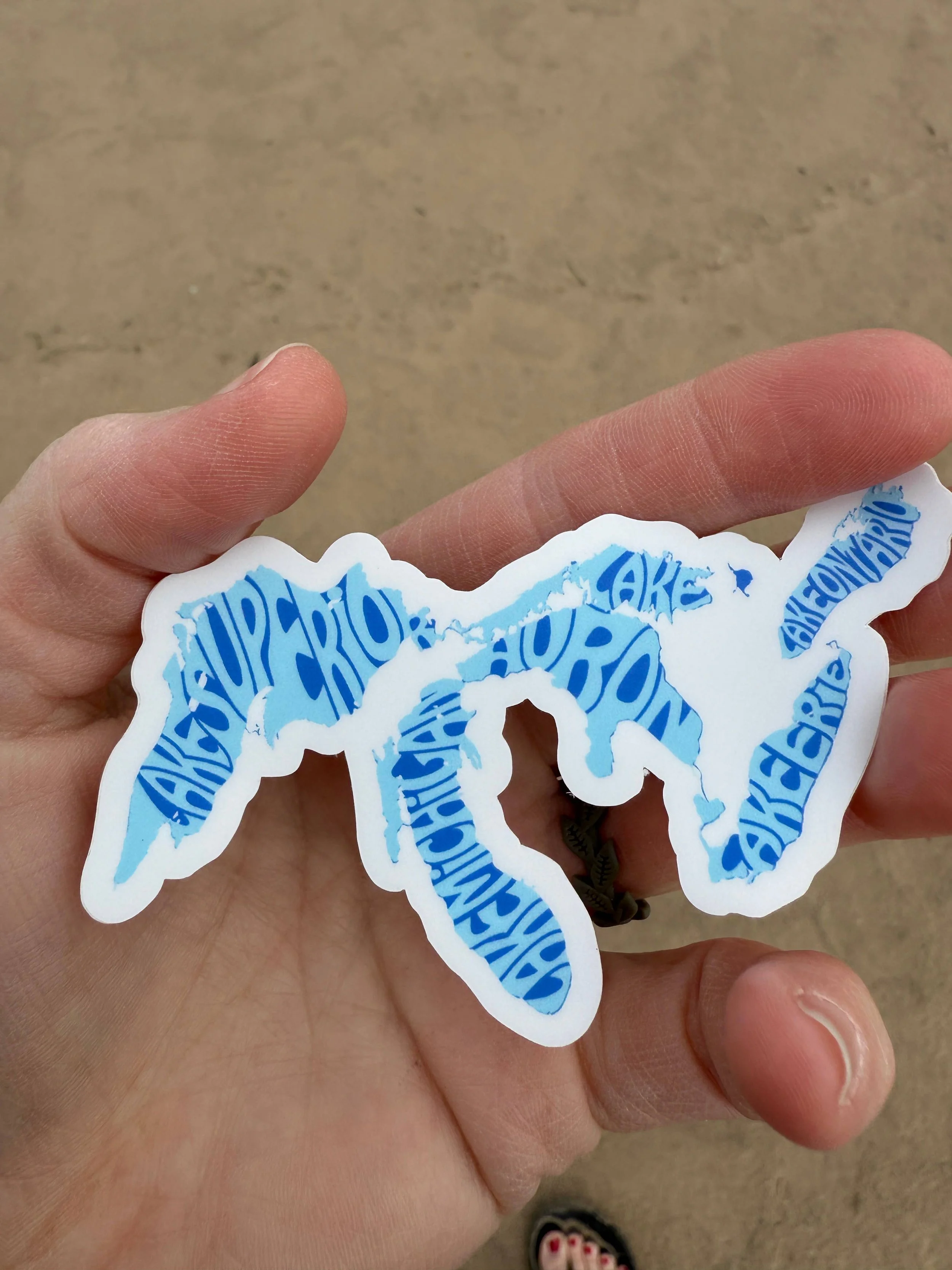 The Great Lakes With Names 3" Vinyl Sticker