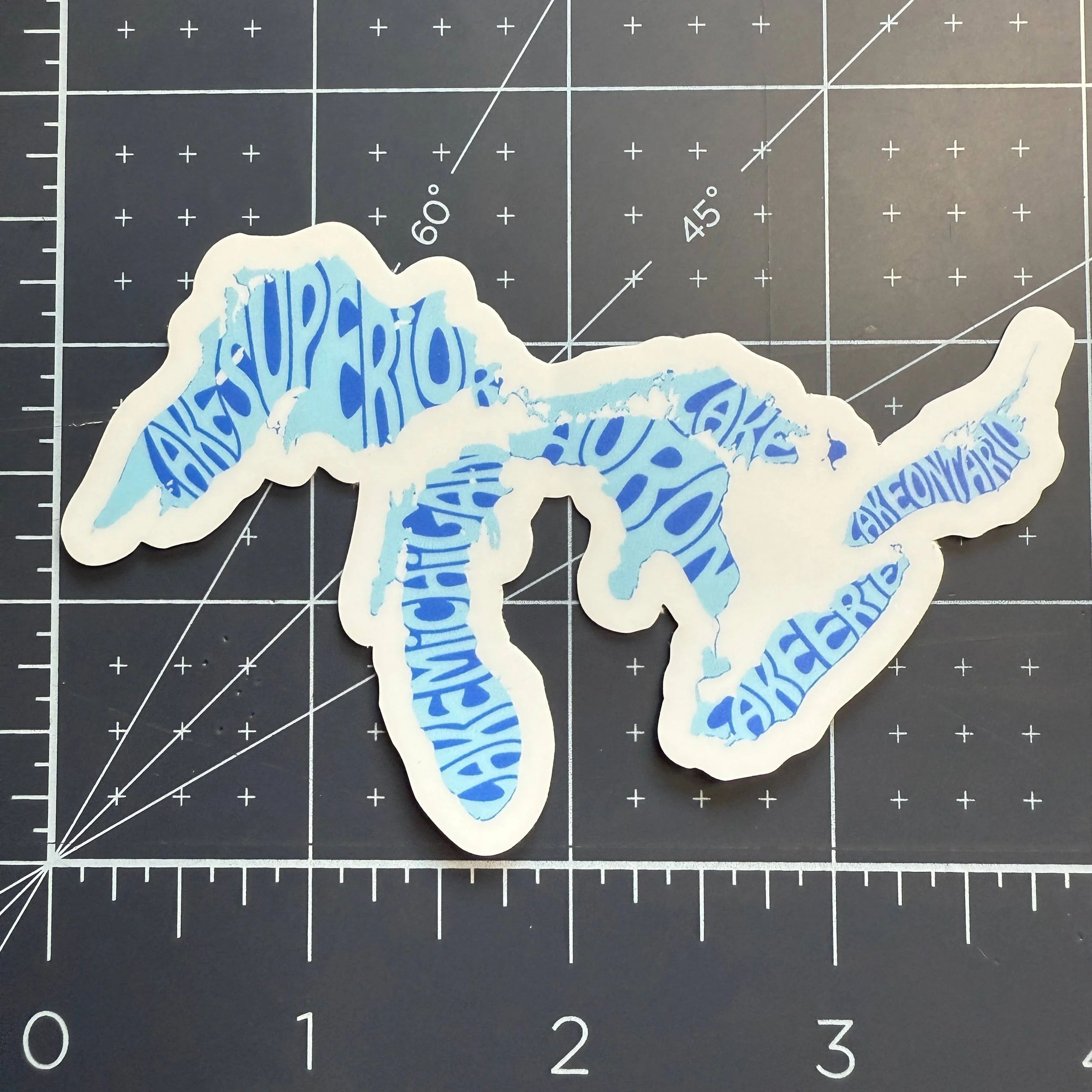 The Great Lakes With Names 3" Vinyl Sticker