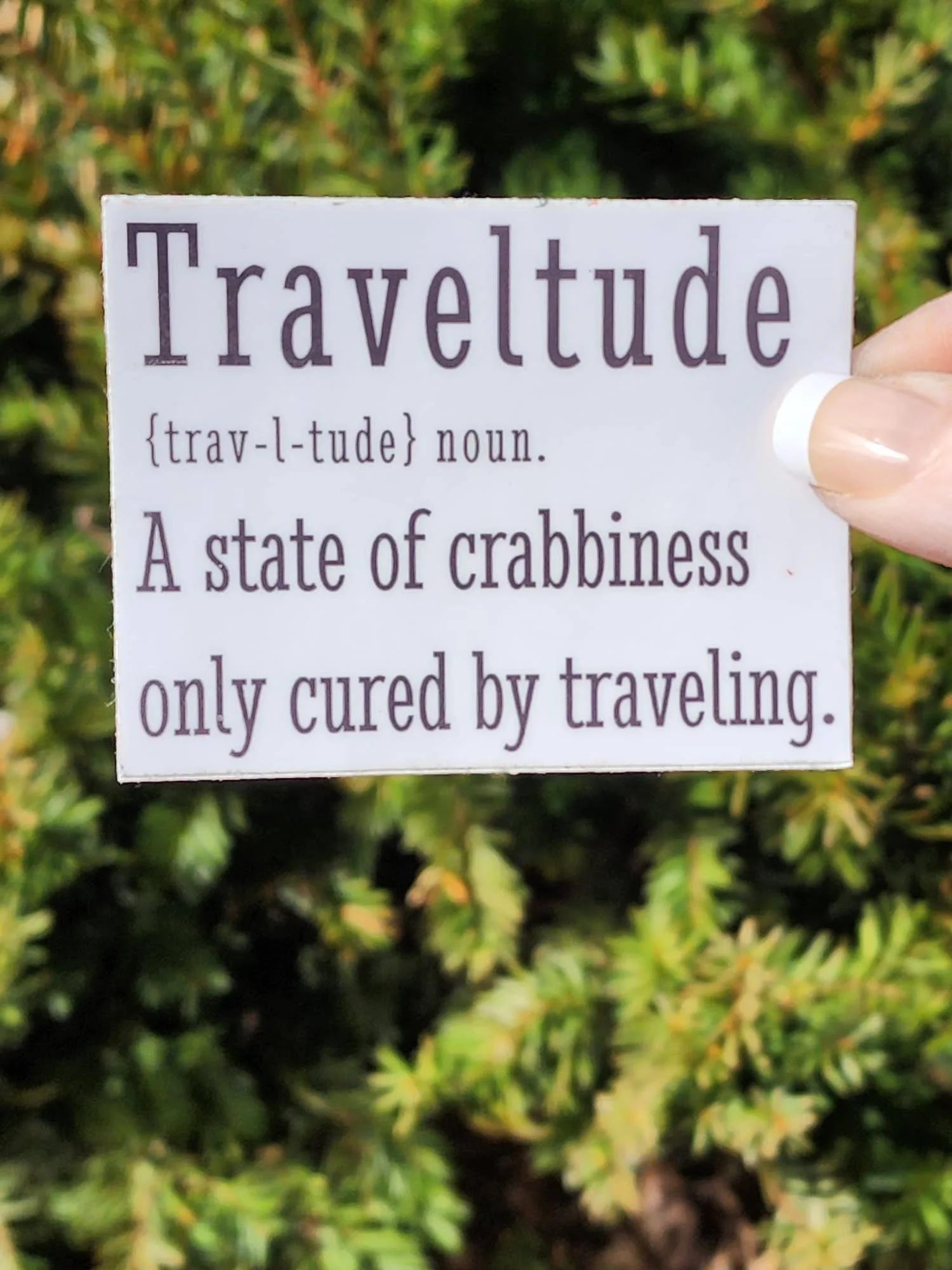 "Traveltude" Black and White Vinyl Sticker