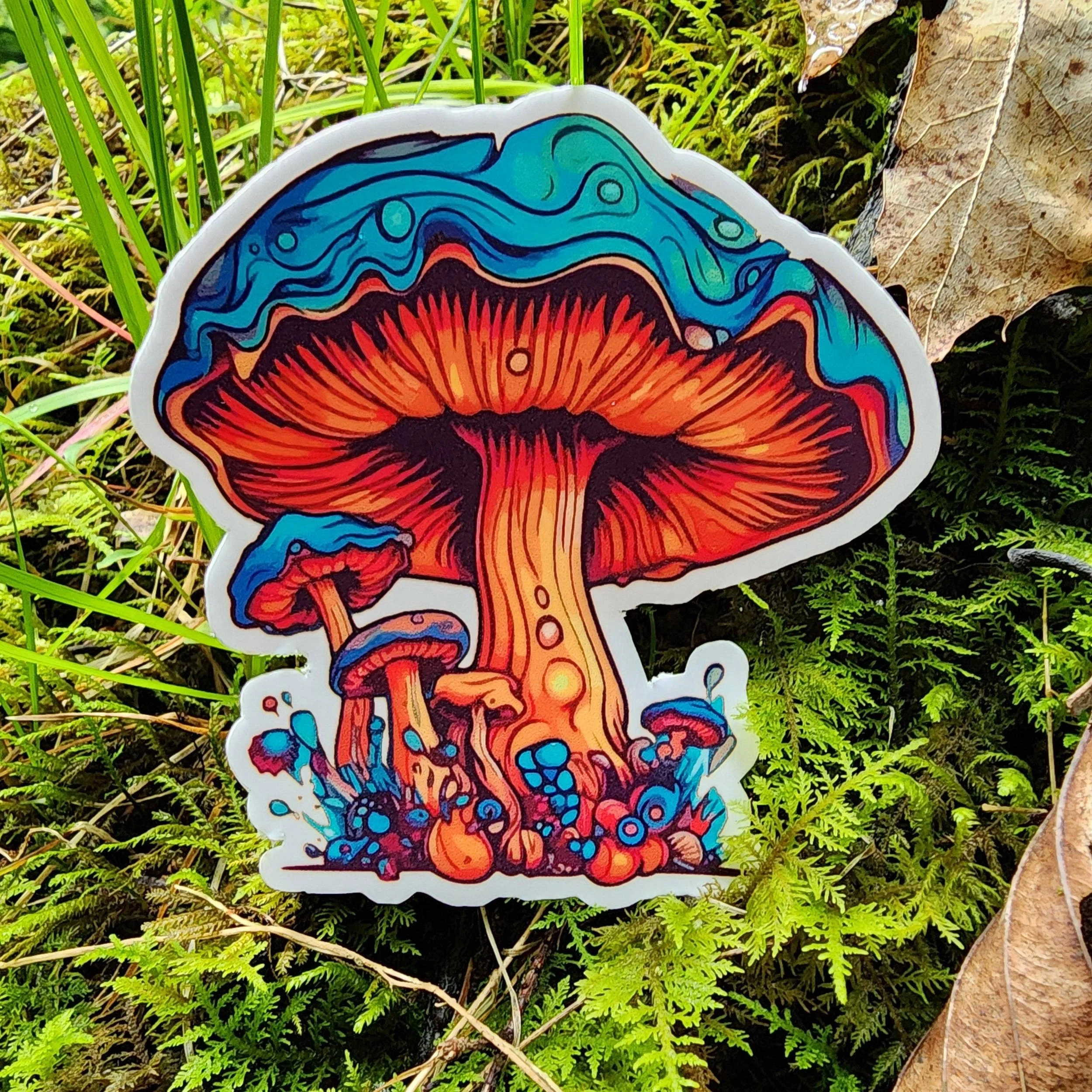Vibrant Colorful Mushroom 3" Vinyl Sticker