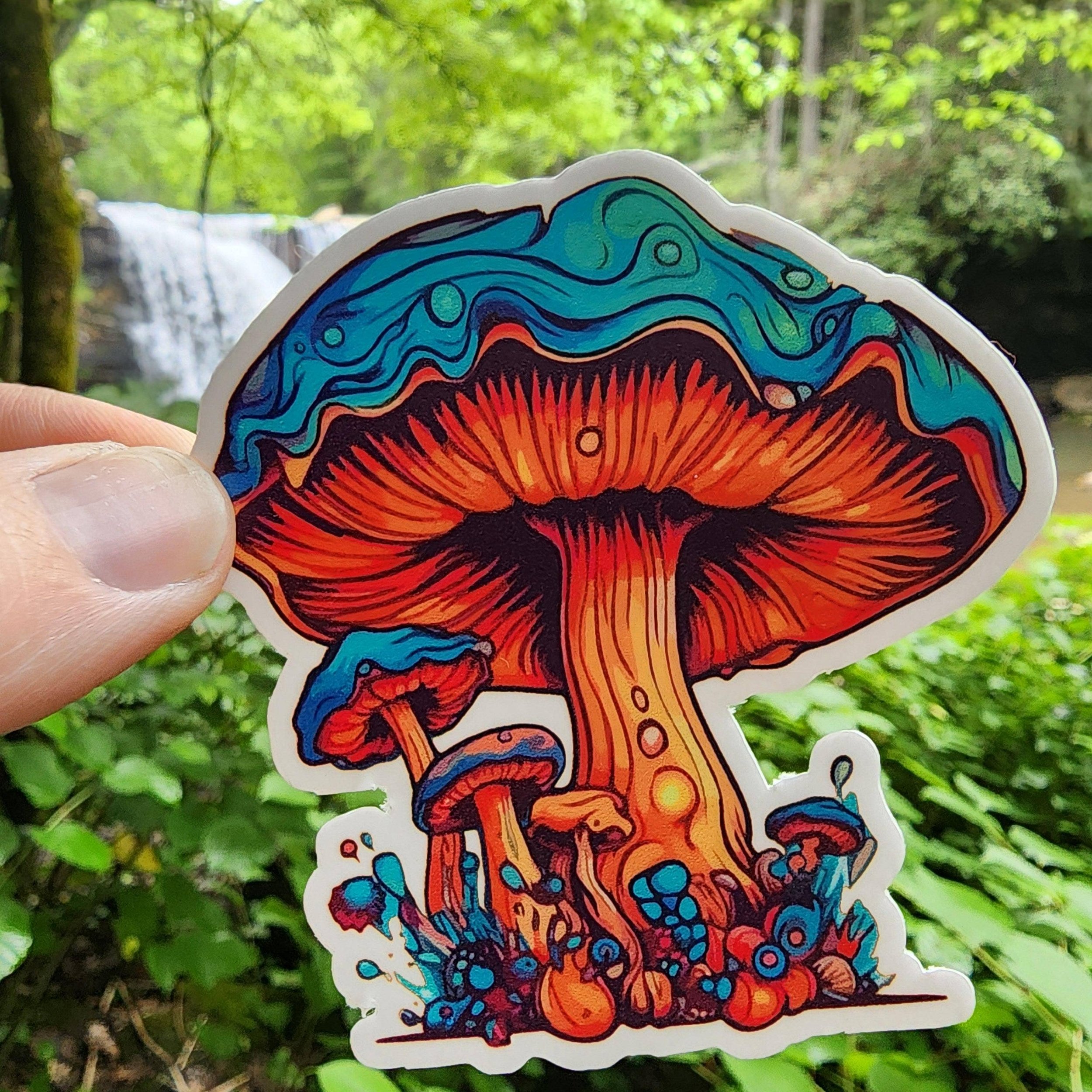 Vibrant Colorful Mushroom 3" Vinyl Sticker