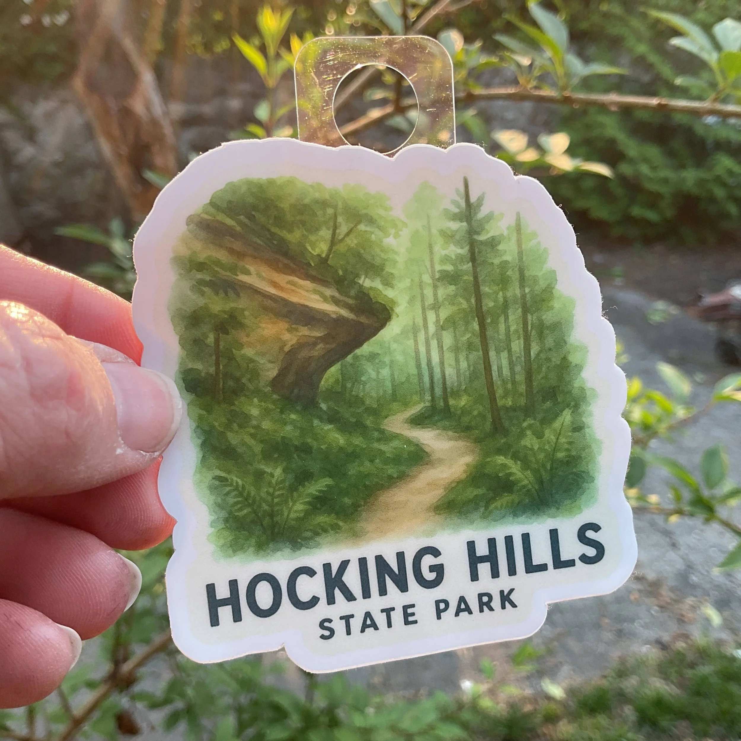 Watercolor Hocking Hills State Park Hiking 3" Vinyl Sticker