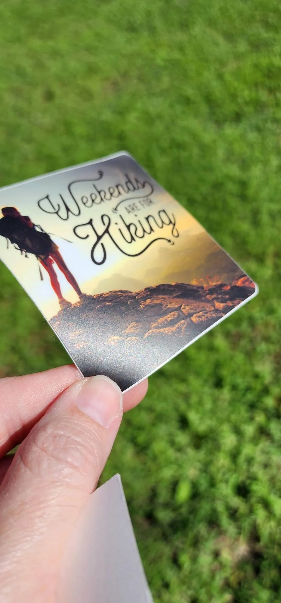 Weekends Are for Hiking - Scenic Hiker 3" Square Vinyl Sticker