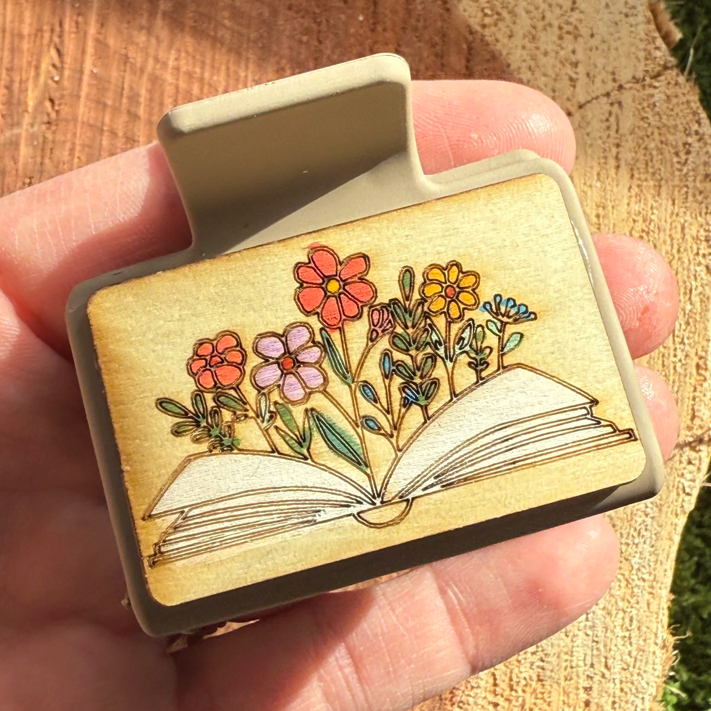 Two inch wooden and plastic Hair Claw Clip