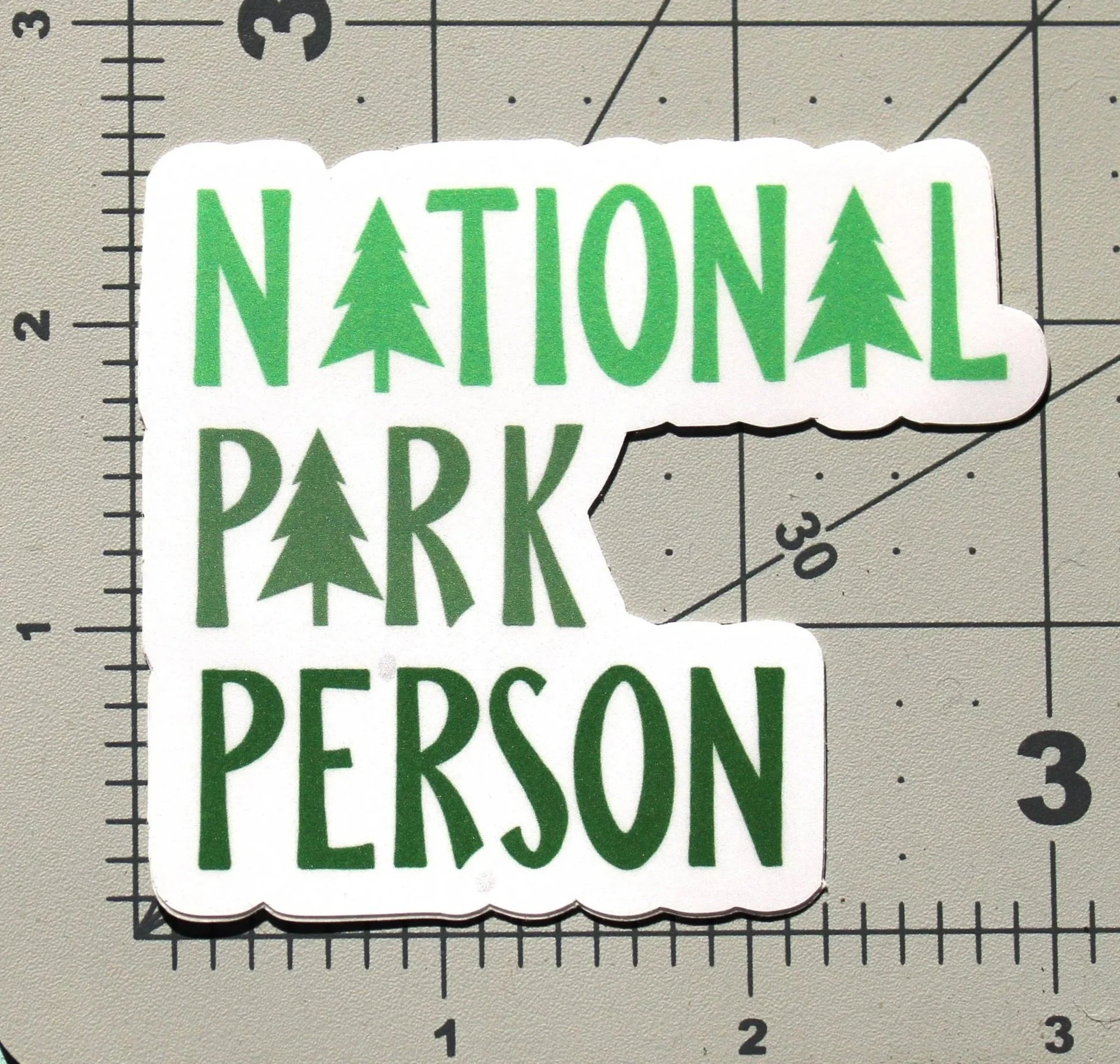 National Park Person Sticker is 3" wide and 2.60" tall